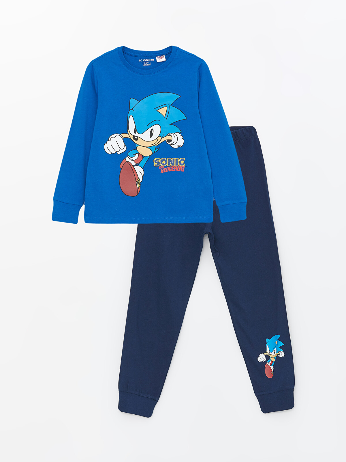 LCW Kids Crew Neck Sonic Printed Long Sleeve Boys' Pyjama Set