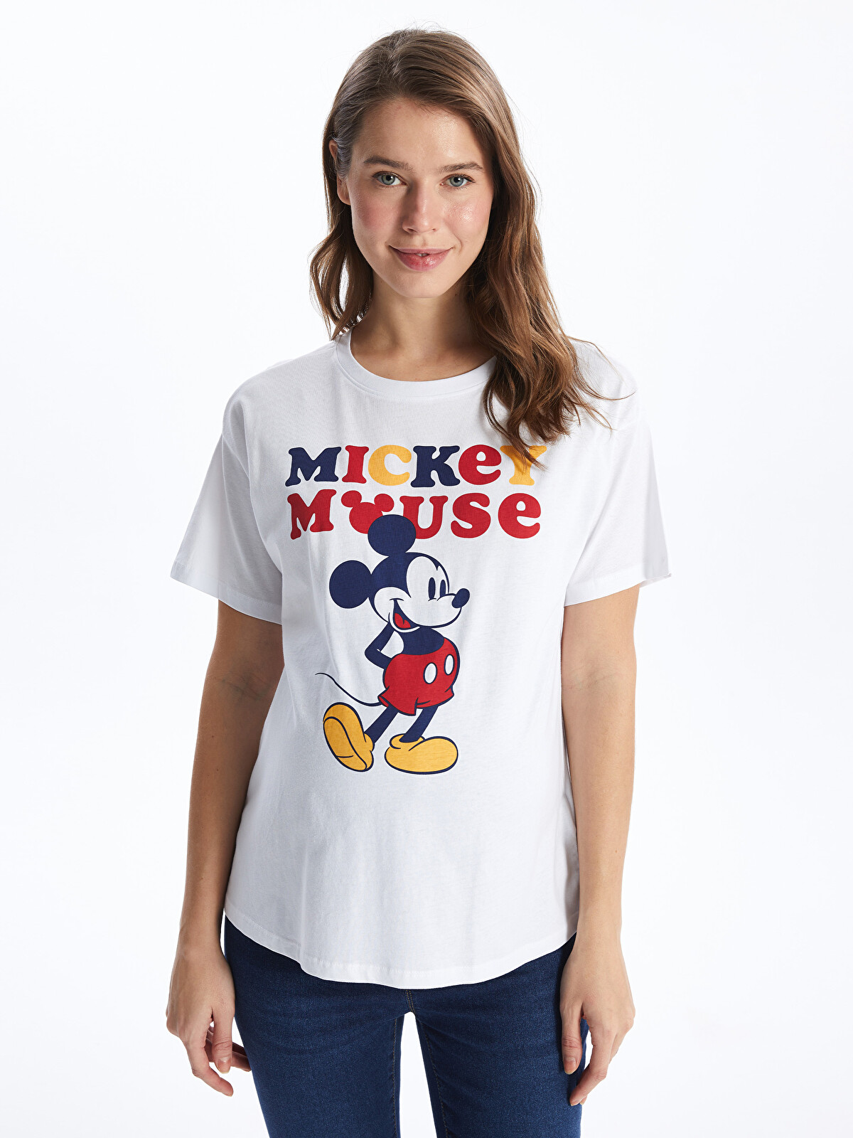 LCWAIKIKI Maternity Crew Neck Mickey Mouse Printed Short Sleeve