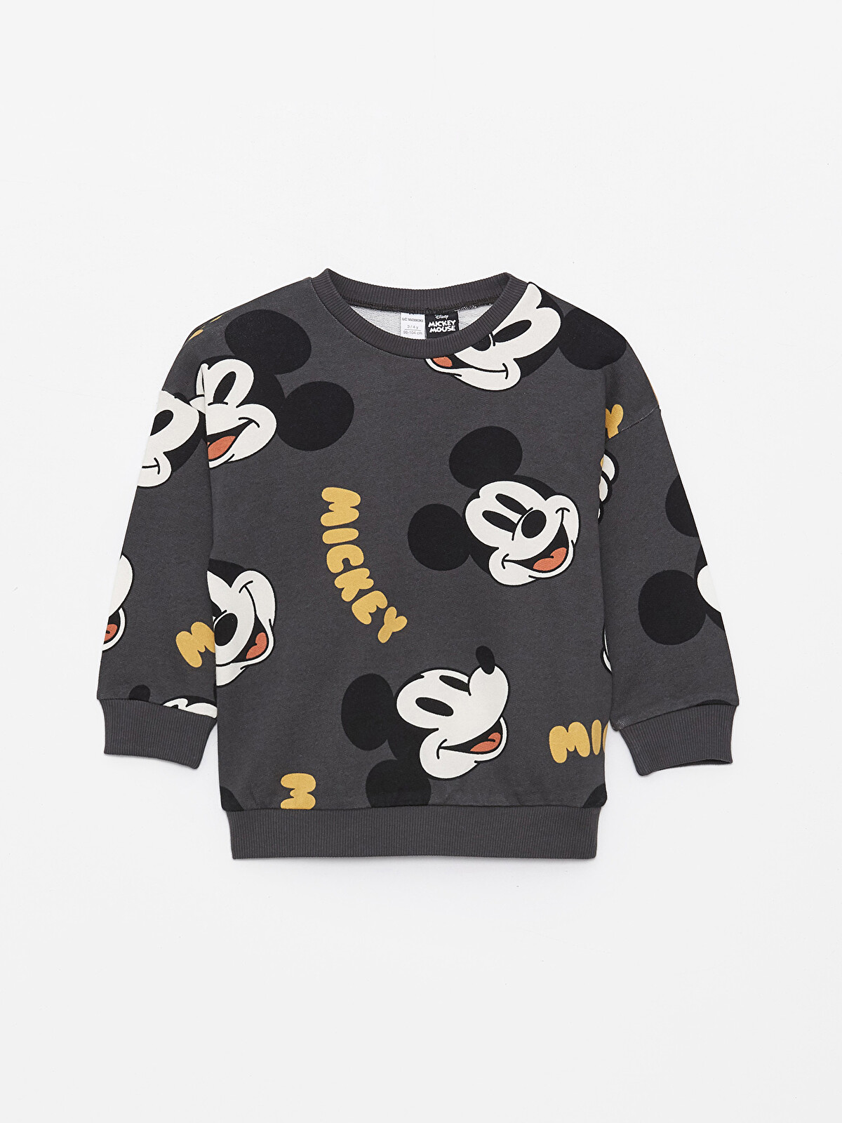 LCW Kids Gri Bisiklet Yaka Mickey Mouse Baskılı Erkek Bebek