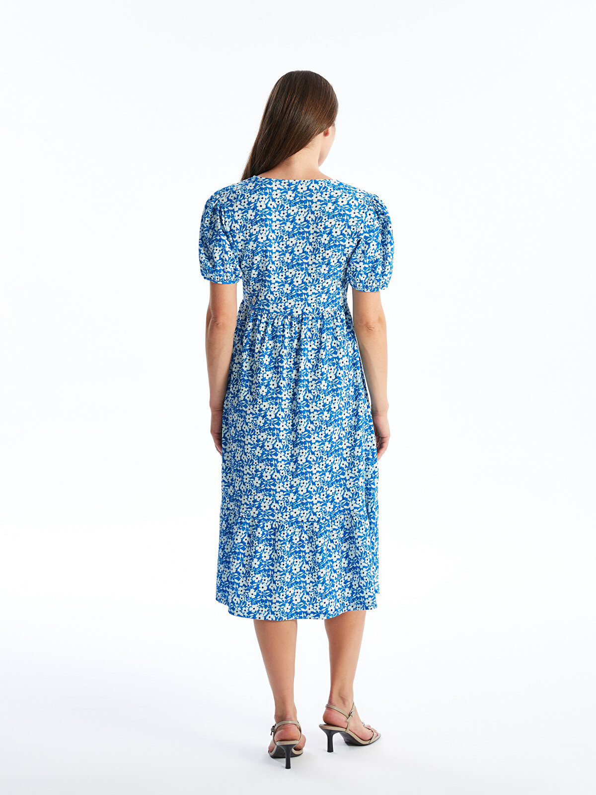 LCWAIKIKI Maternity V-neck Floral Short Sleeve Maternity Dress