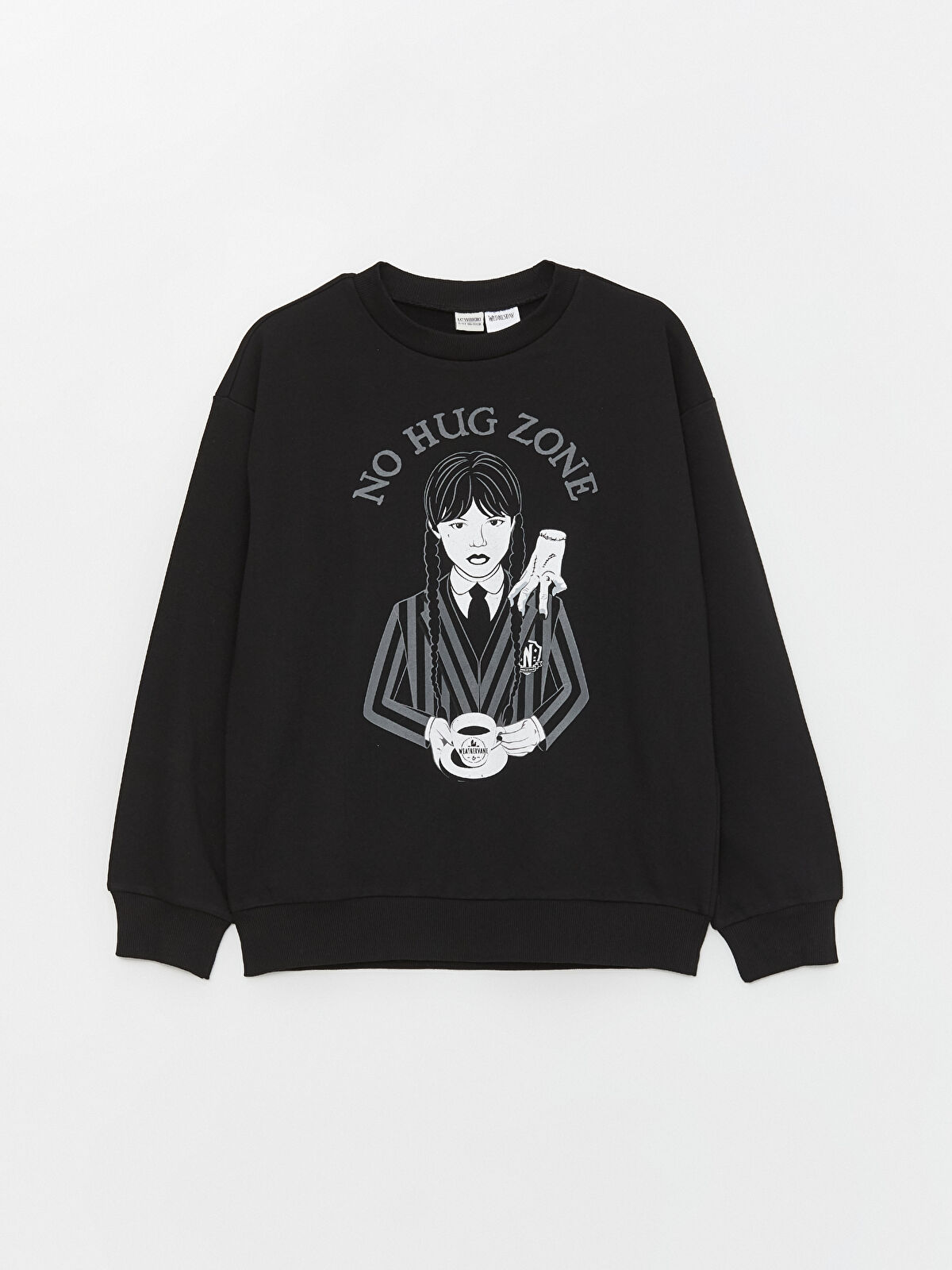 LCW Kids Bisiklet Yaka Wednesday Baskılı Uzun Kollu Kız Çocuk Sweatshirt