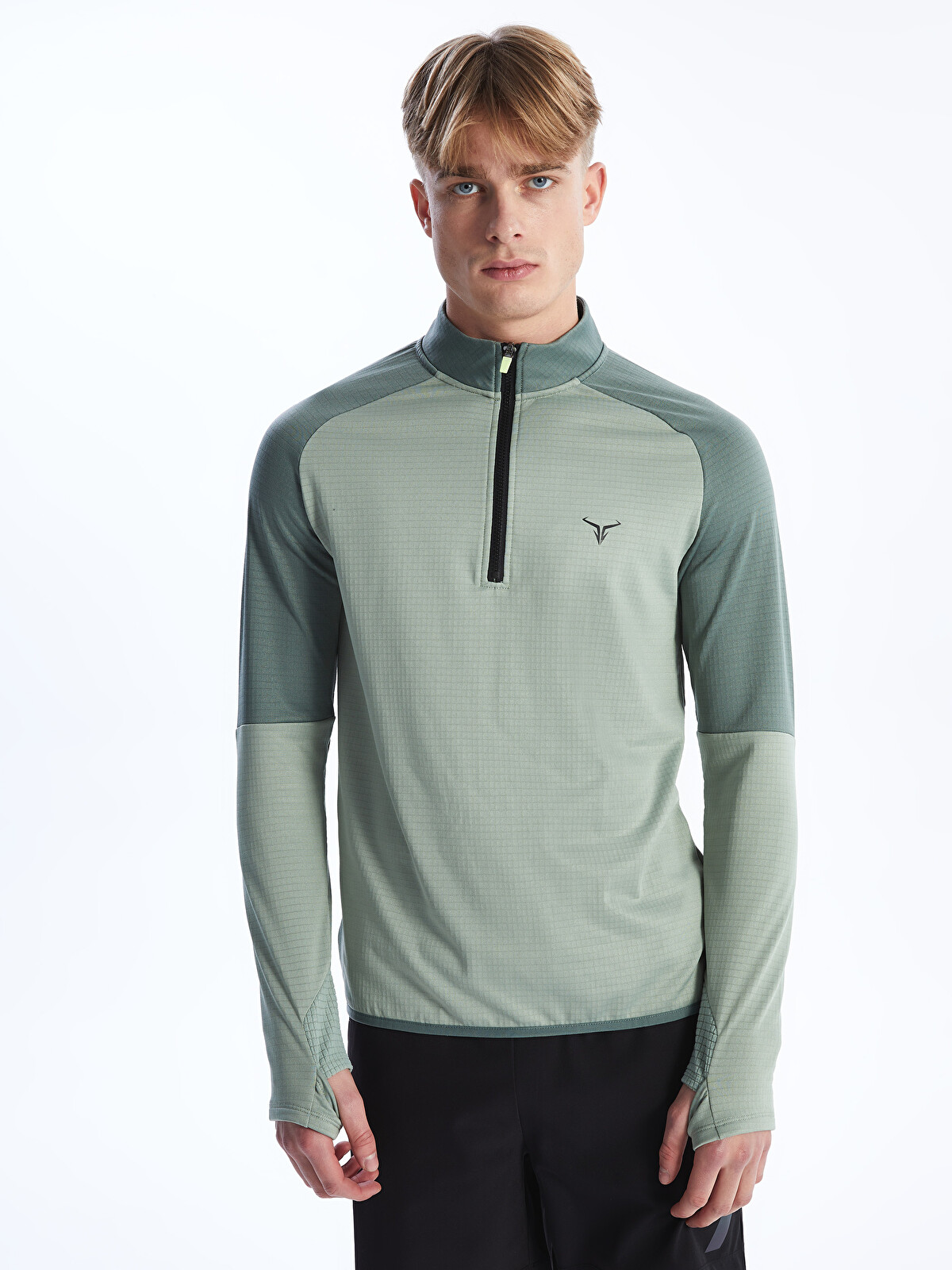 XSIDE ACTIVE Yeşil Dik Yaka Uzun Kollu Erkek Fermuarlı Sweatshirt