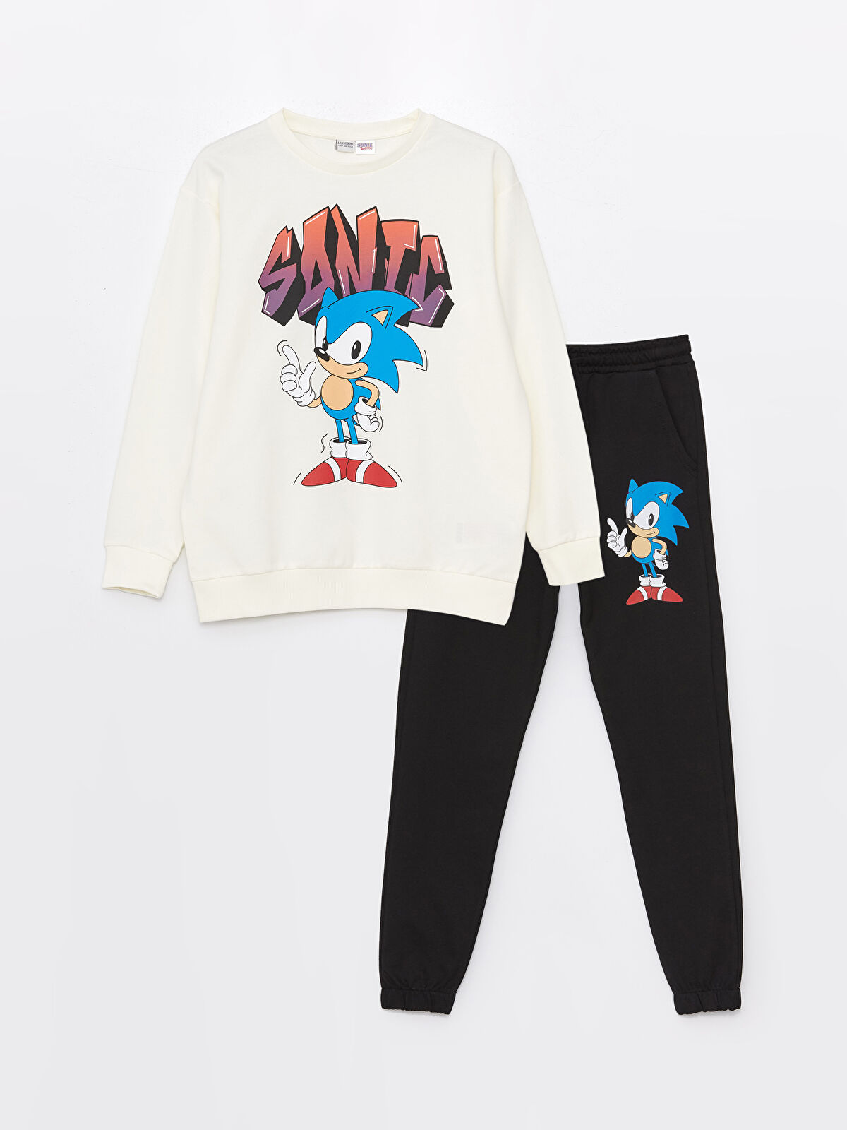 LCW Kids Crew Neck Sonic Printed Boys' Tracksuit Set -S45770Z4-FDJ