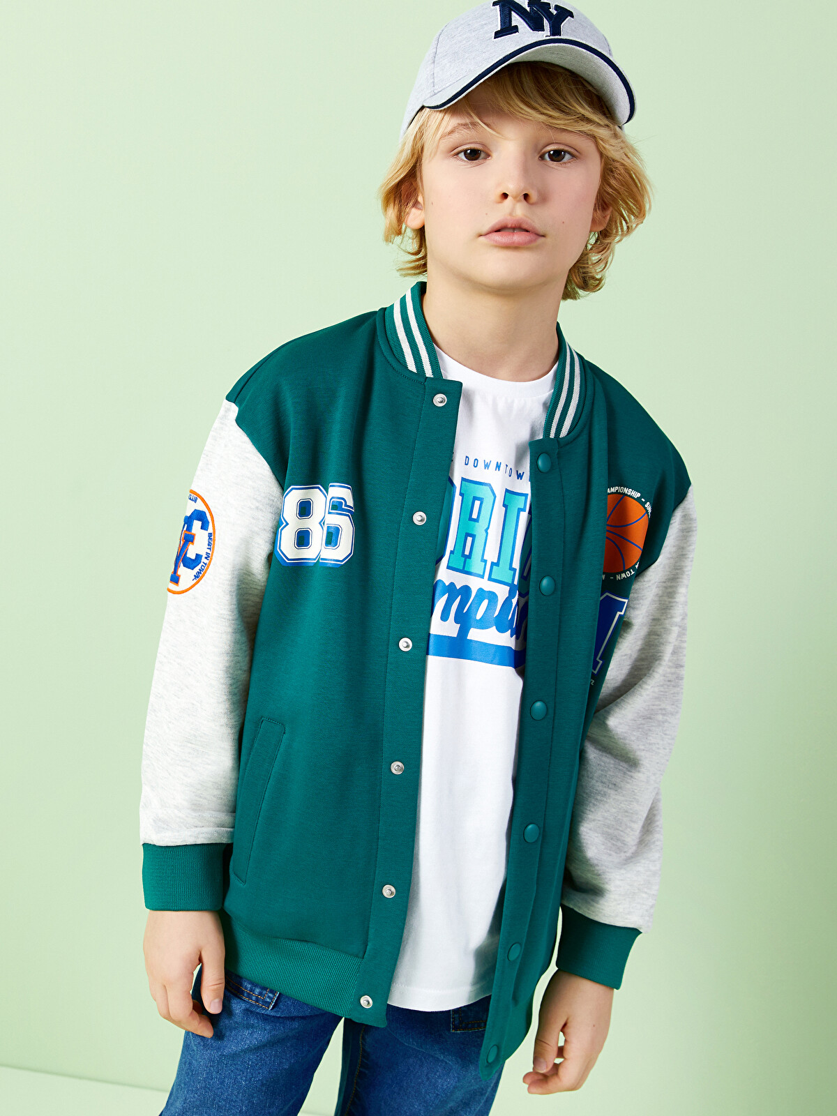LCW Kids Baskılı Erkek Çocuk Kalın Kolej Ceket - S45875Z4-R4Z | LC