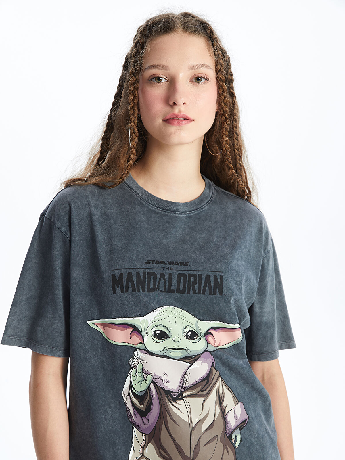 LCW Vision Crew Neck The Mandalorian Printed Short Sleeve Women's