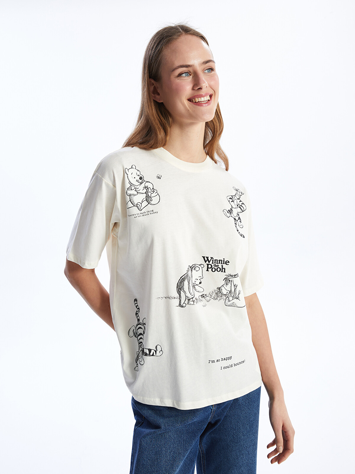 LCW Vision Crew Neck Winnie the Pooh Printed Oversize Women's T