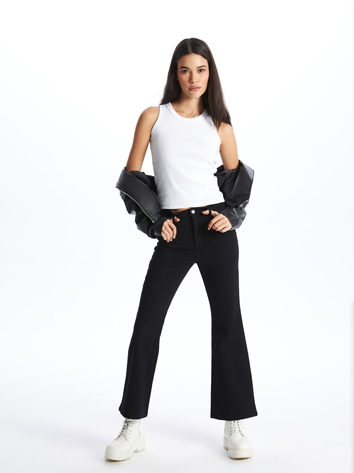 LCW Jeans Siyah Mars Flare Kadın Jean Pantolon - S46355Z8-327 | LCW