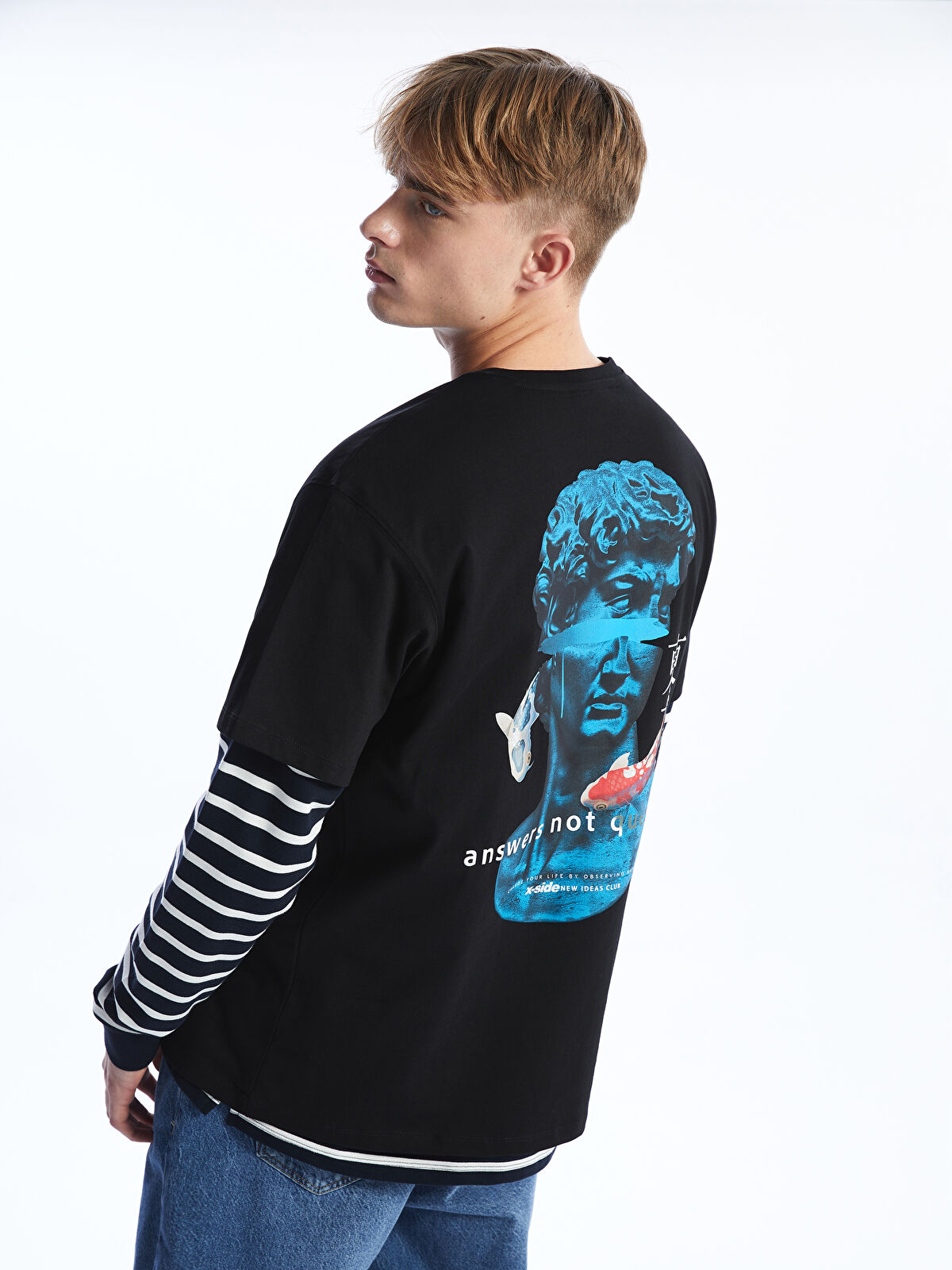 XSIDE Crew Neck Short Sleeve Printed Combed Cotton Men's T