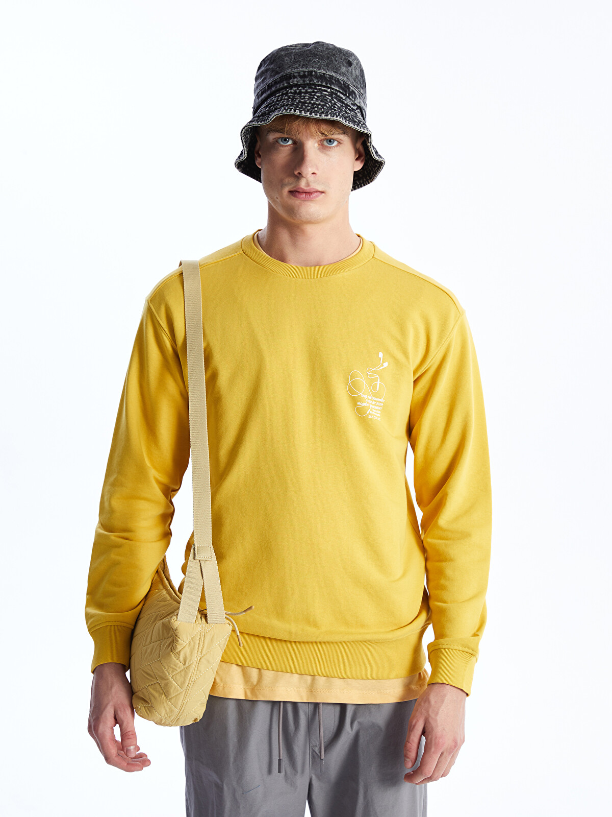 XSIDE Crew Neck Long Sleeve Printed Men's Sweatshirt - S46865Z8