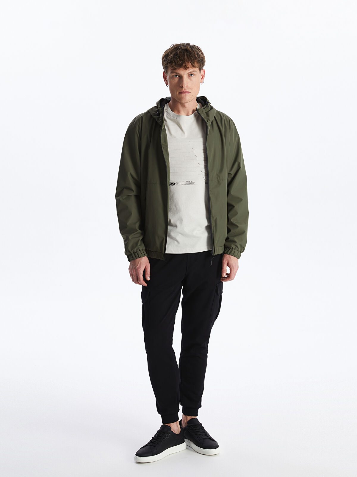 XSIDE Haki Standart Kalıp Kapüşonlu Erkek Yağmurluk - S46989Z8-HCZ