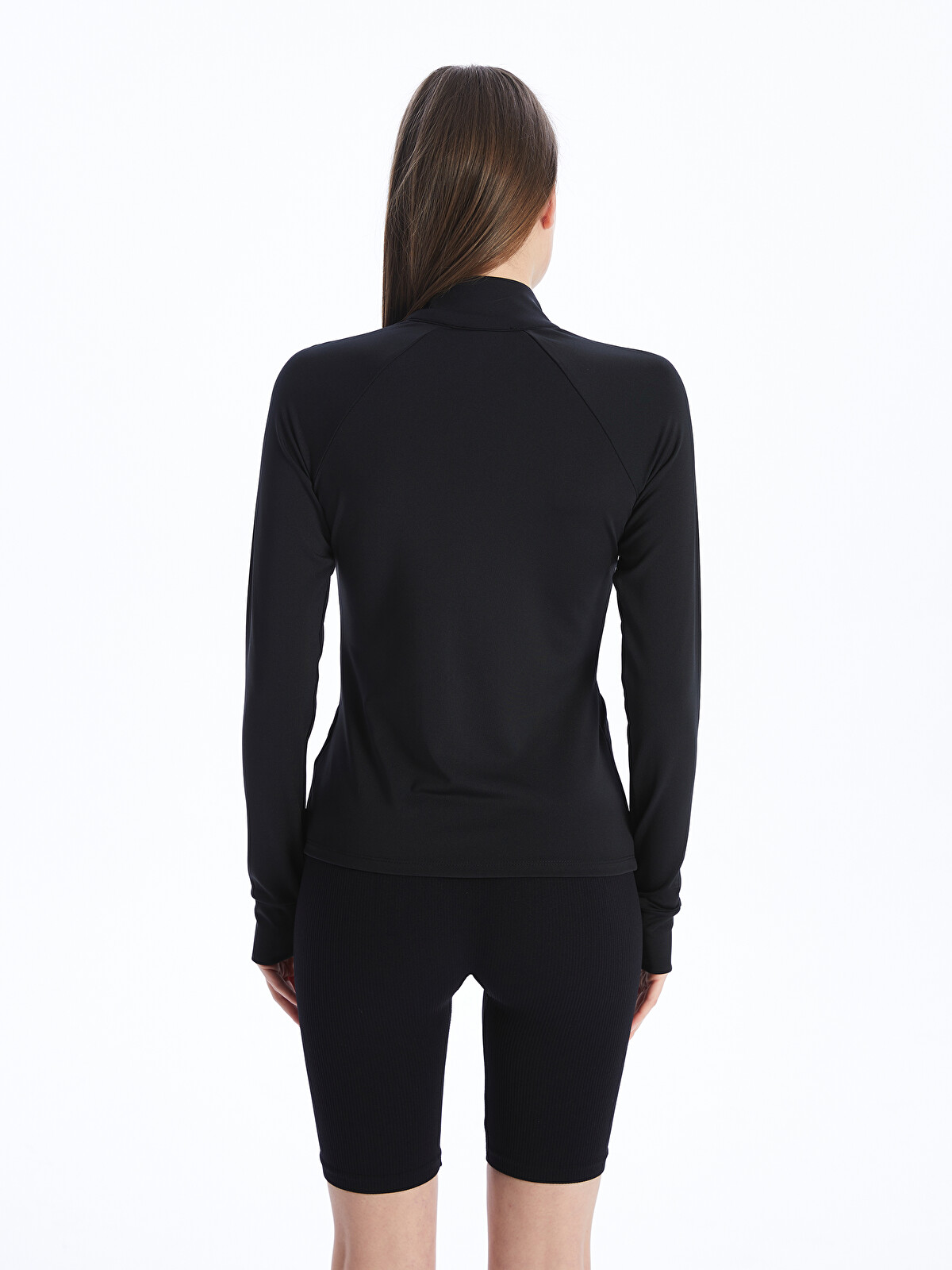 XSIDE Siyah Kadın Dik Yaka Düz Fermuarlı Sweatshirt - S47865Z8-CVL