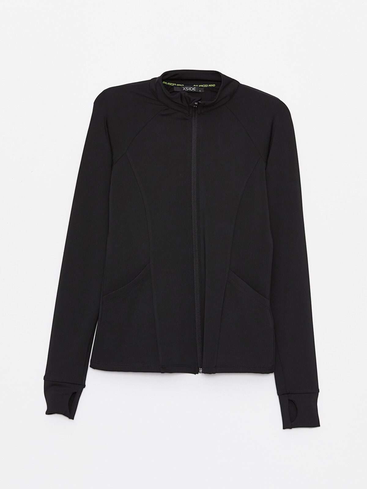 XSIDE Siyah Kadın Dik Yaka Düz Fermuarlı Sweatshirt - S47865Z8-CVL