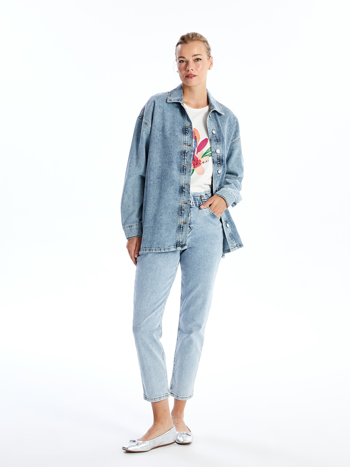 LCWAIKIKI Classic İndigo Beli Lastikli Slim Mom Kadın Jean
