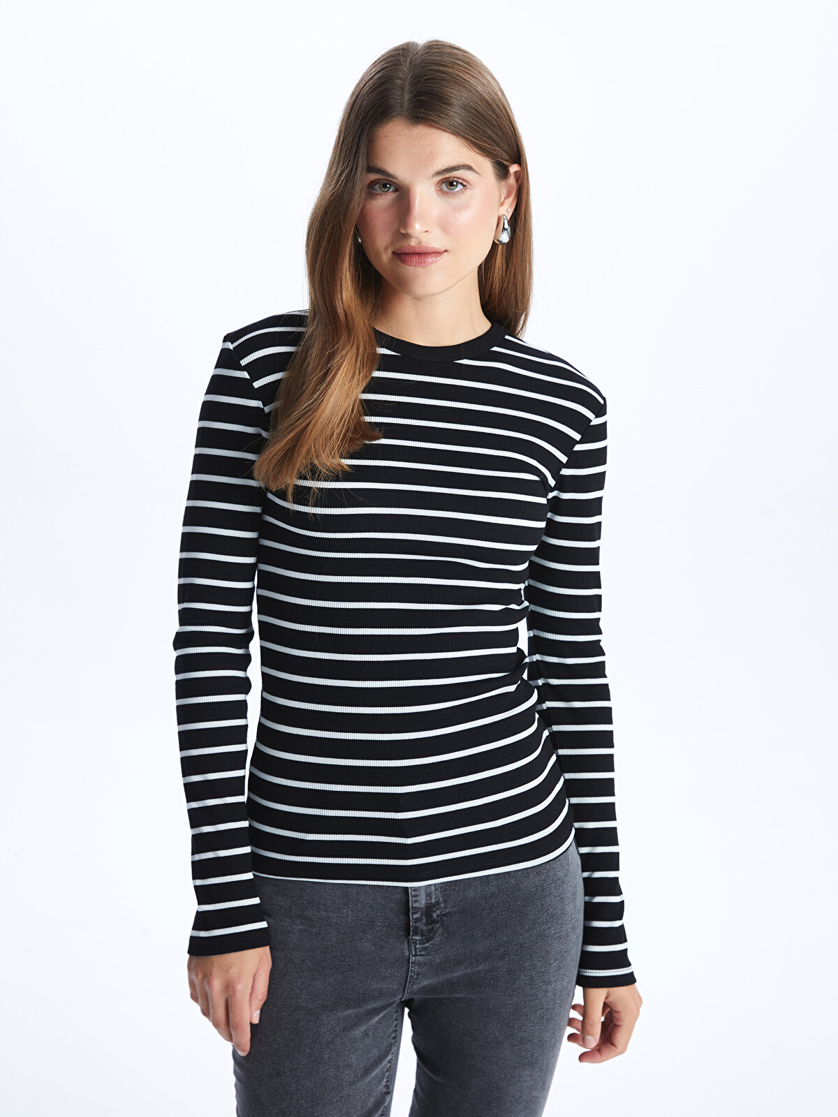 LCW EVERYDAY Crew Neck Striped Long Sleeve Women's T-shirt