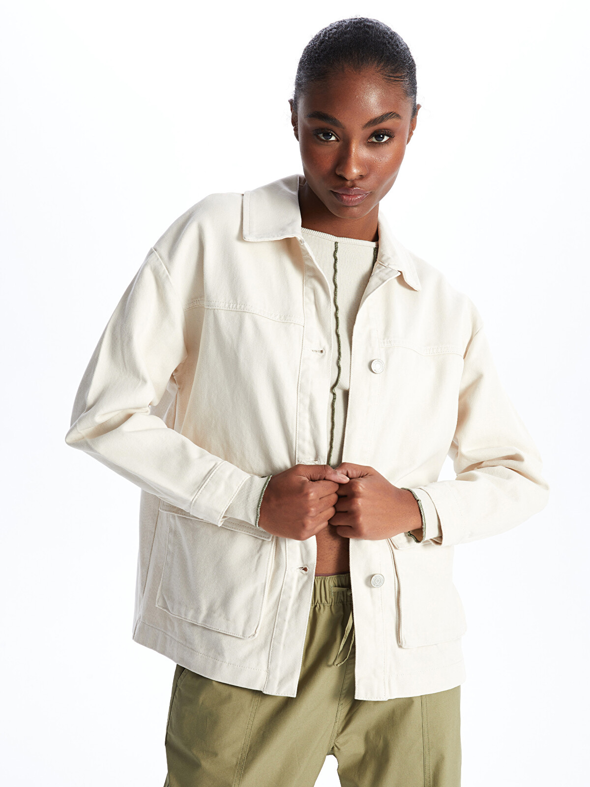 LCW Vision Collared Neck Oversize Women's Jacket - S48442Z8-V3X