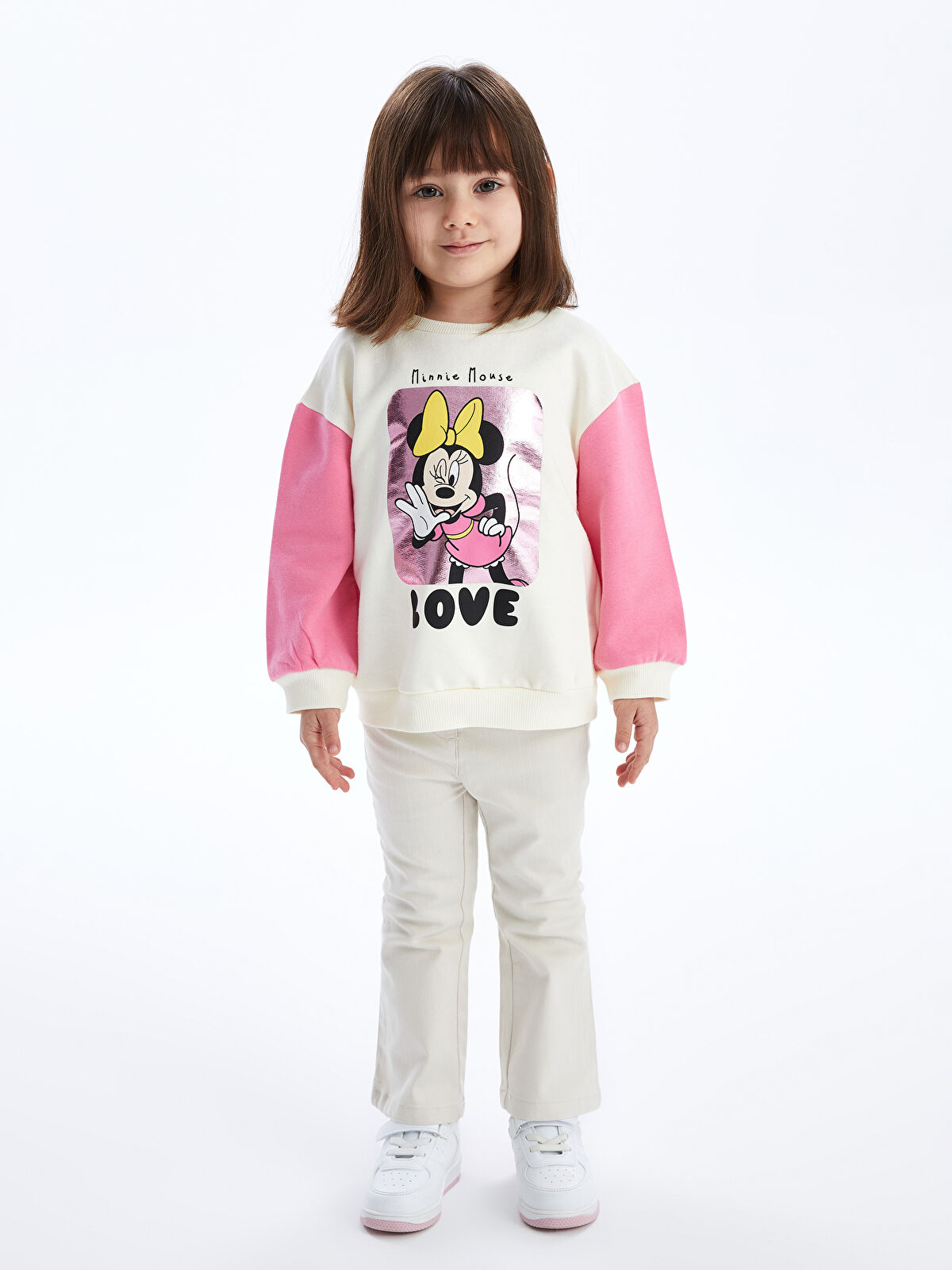 LCW Kids Crew Neck Long Sleeve Minnie Mouse Printed Baby