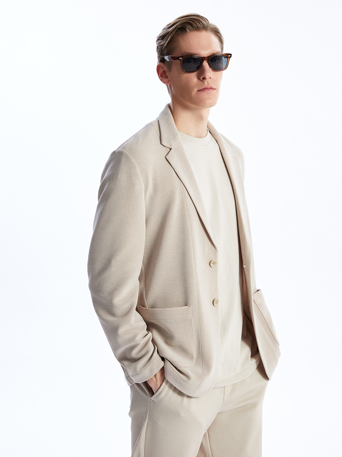 LCW Vision Bej Dar Kalıp Erkek Blazer Ceket - S48448Z8-SX6 | LCW