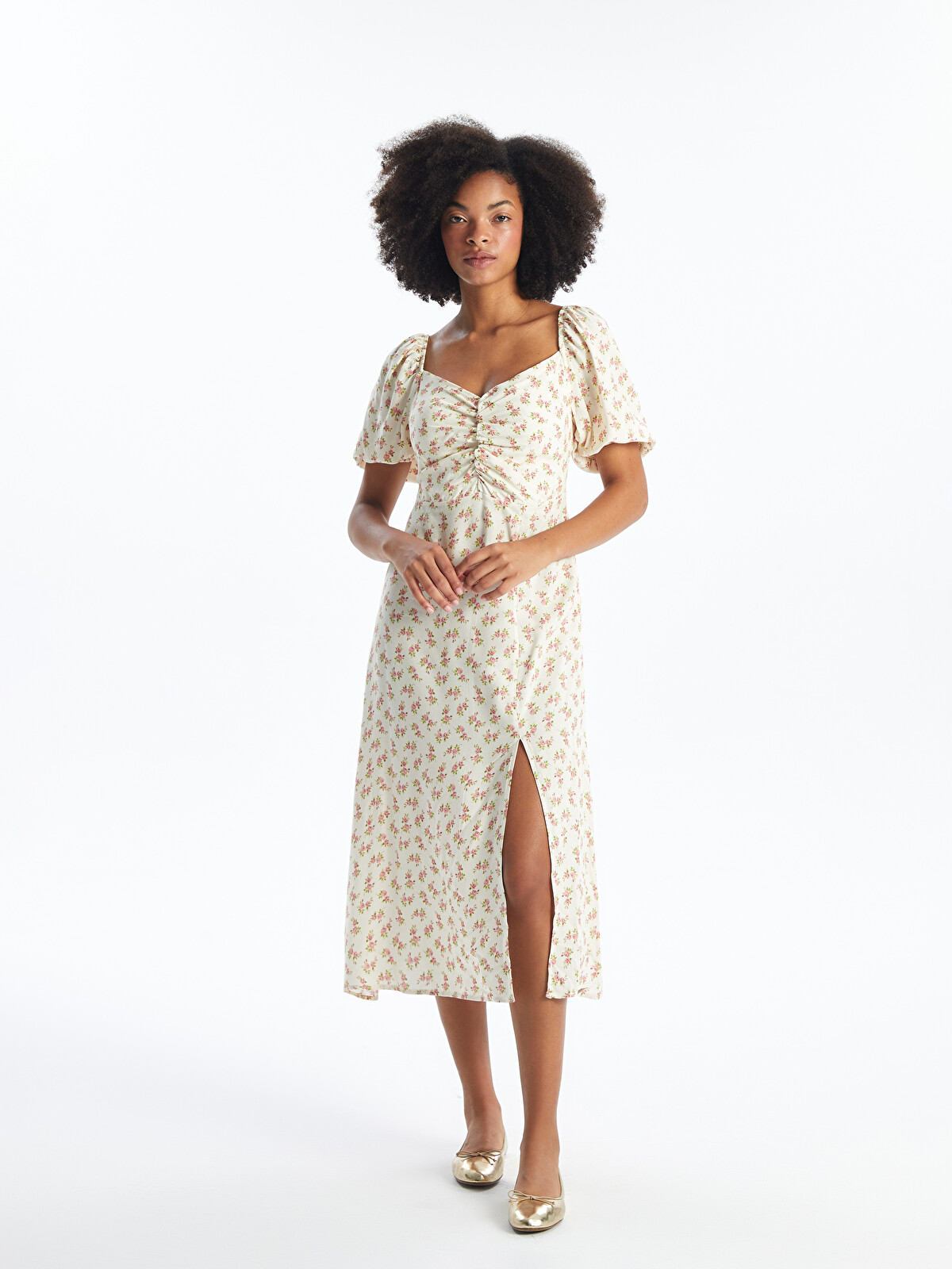 XSIDE Sweetheart Neck Floral Short Sleeve Dress - S48967Z8-LRA
