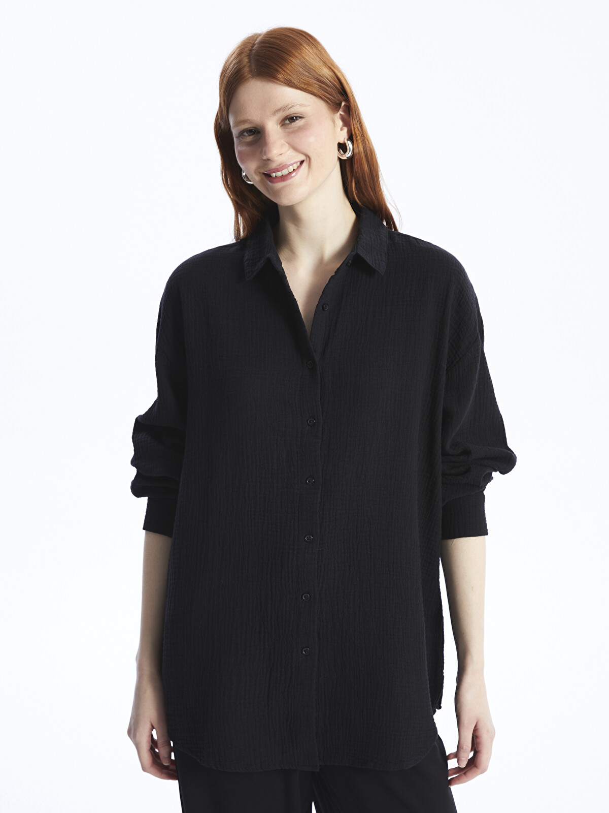 XSIDE Plain Long Sleeve Women's Shirt - S49729Z8-CVL | LC Waikiki