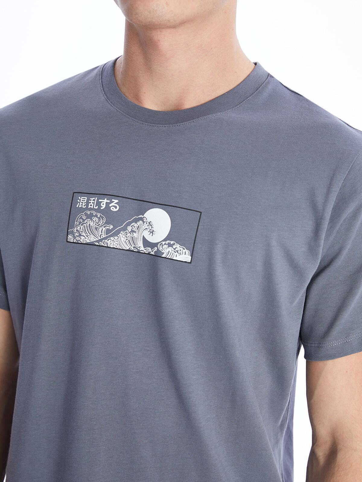 GGG　Fade Print Crew-Neck Short-Sleeve T-shirts Adult Unisex Crew Neck Short Sleeve T-Shirt (Heather Grey