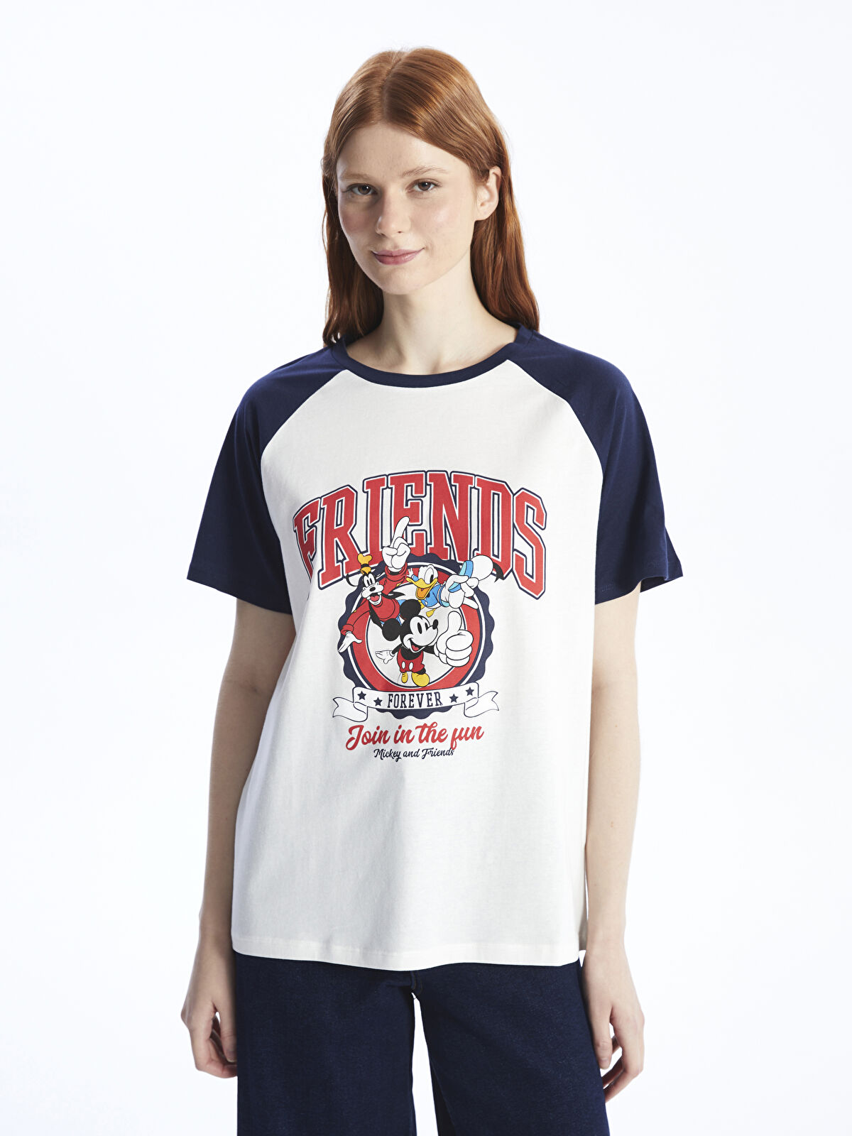 【PINKSISLY】★Wrinkle-free Mickey Training上下セット XSIDE Crew Neck Mickey Mouse Printed Short Sleeve Women's T