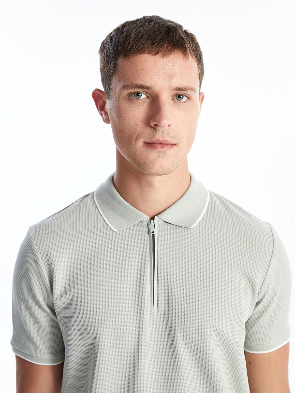 LCW Vision Polo Neck Short Sleeve Men's Textured T-Shirt