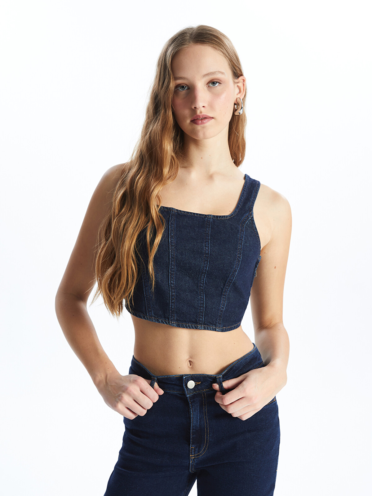 Weebll S ジャンク LCW Vision Kadın U Yaka Düz Jean Crop - S4AS73Z8-309 | LC Waikiki