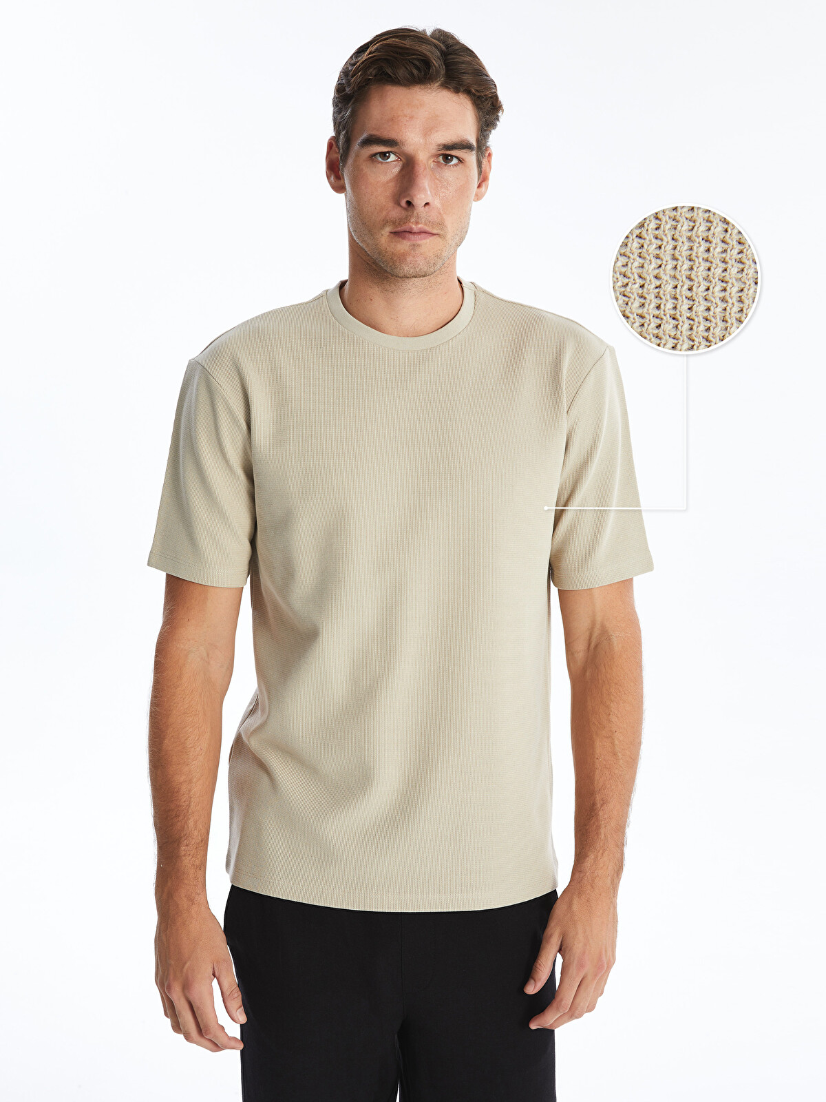 LCW Vision Crew Neck Short Sleeve Men's Textured T-shirt