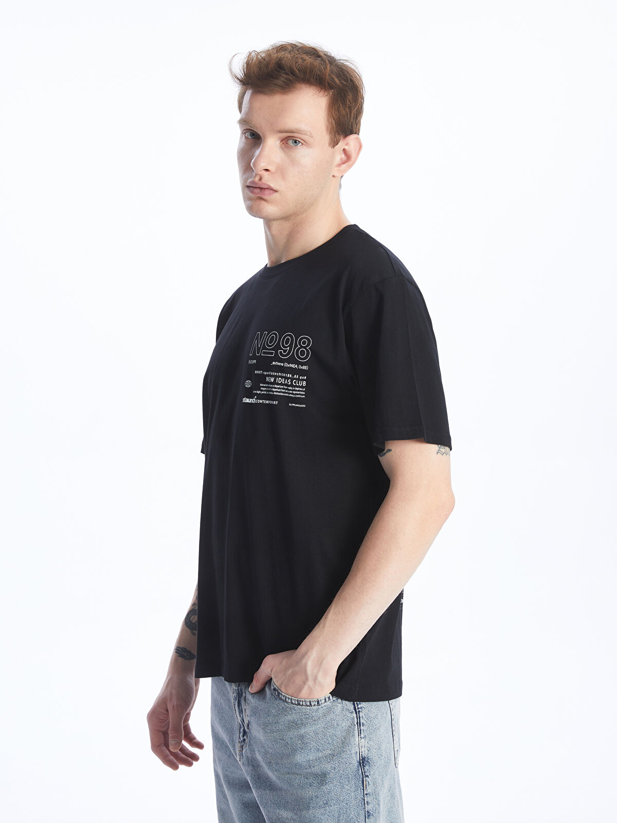 XSIDE Crew Neck Short Sleeve Printed Combed Cotton Men's T