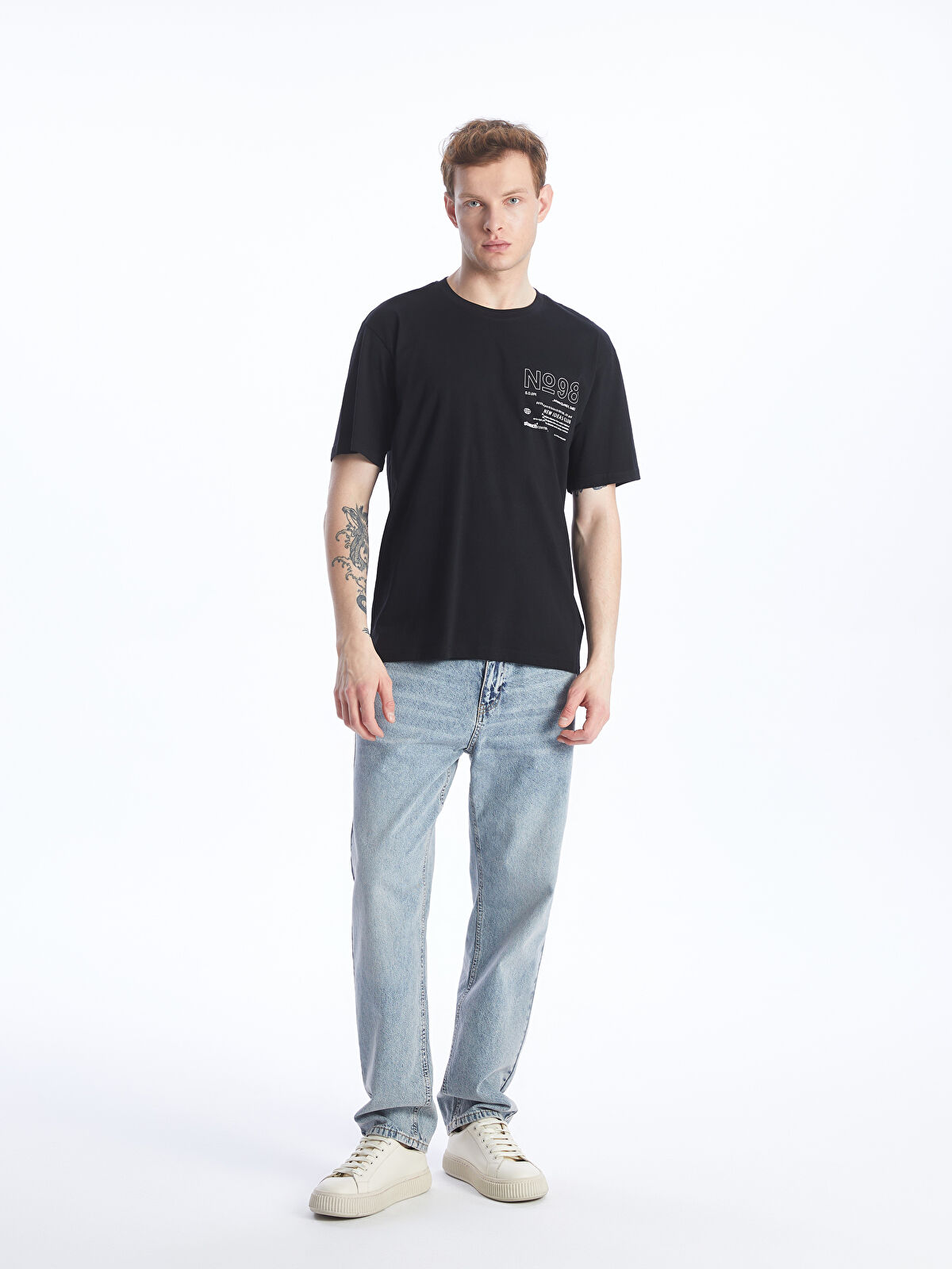 XSIDE Crew Neck Short Sleeve Printed Combed Cotton Men's T