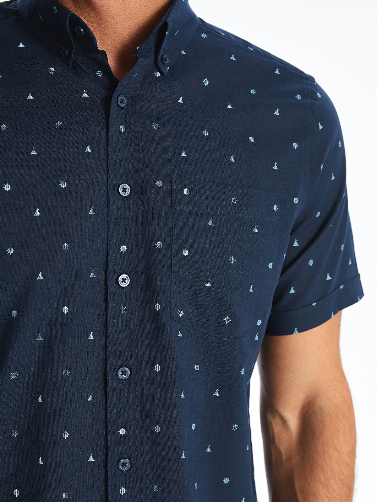 LCWAIKIKI Classic Regular Fit Short Sleeve Patterned Poplin