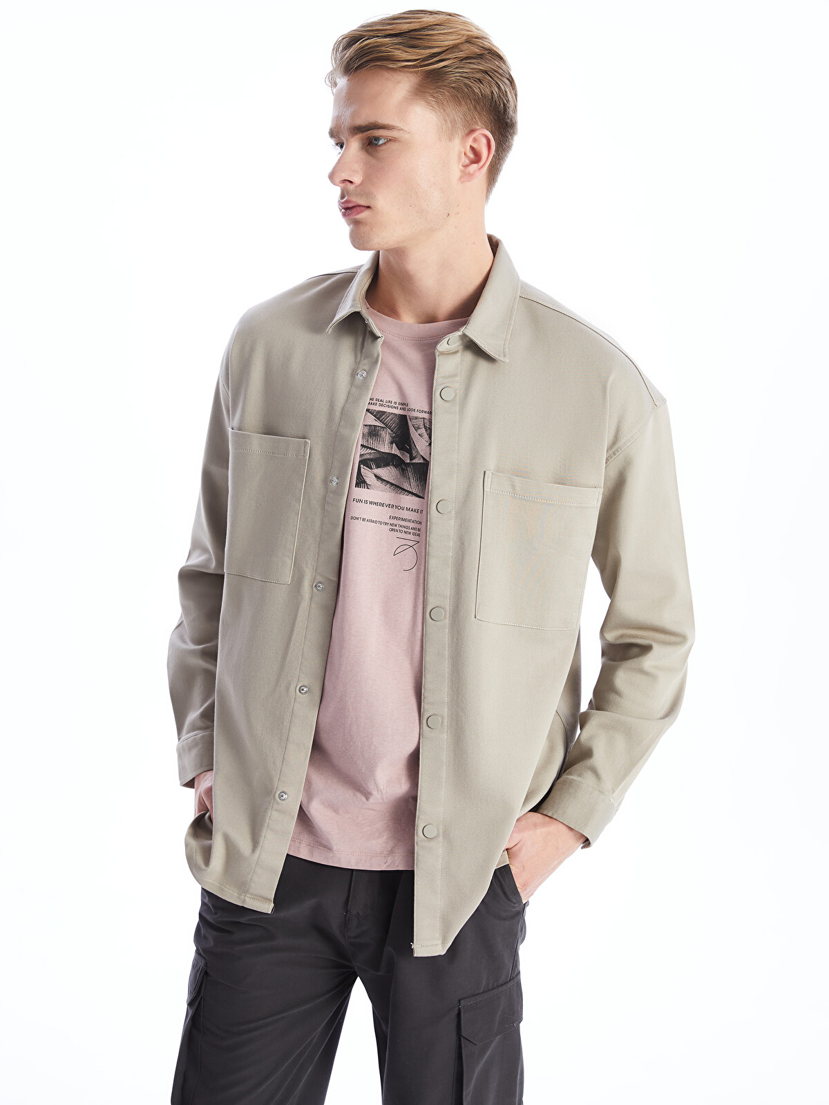 XSIDE Relaxed Fit Long Sleeve Men's Shirt Jacket - S4CE82Z8-SHF