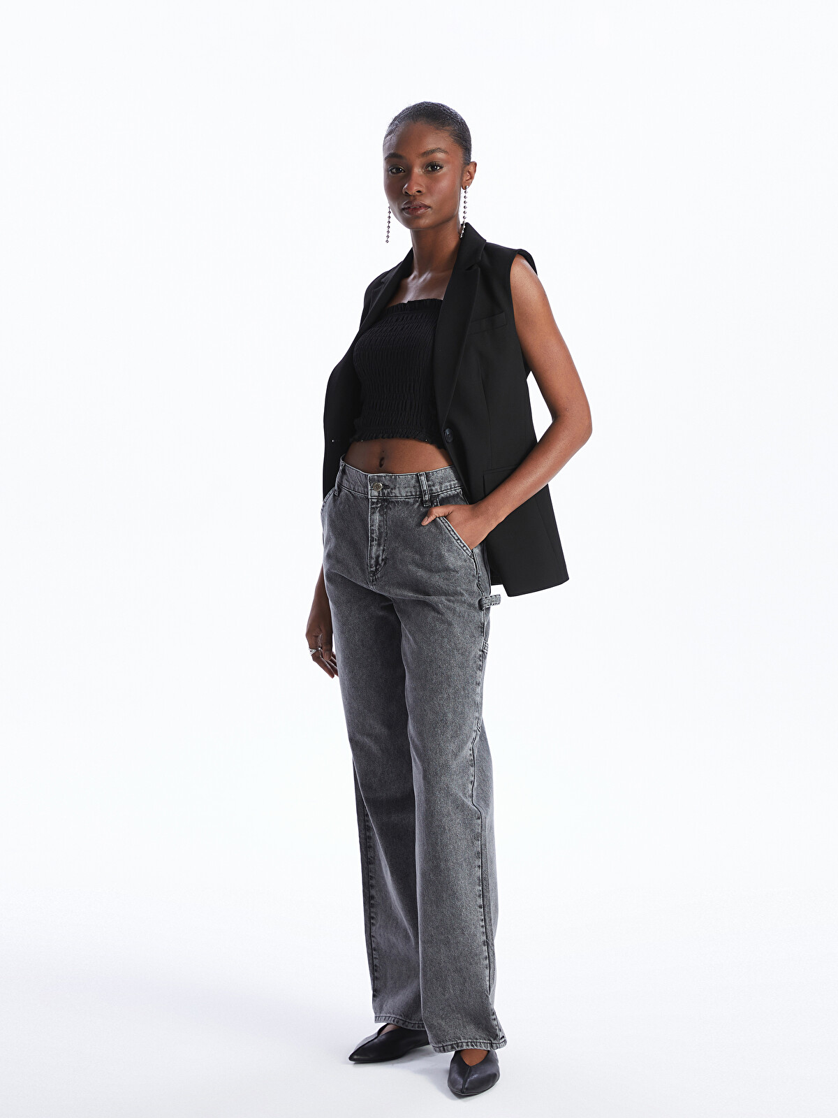 LCW Vision Wideleg Kadın Jean Pantolon - S4CE86Z8-GRD | LC Waikiki