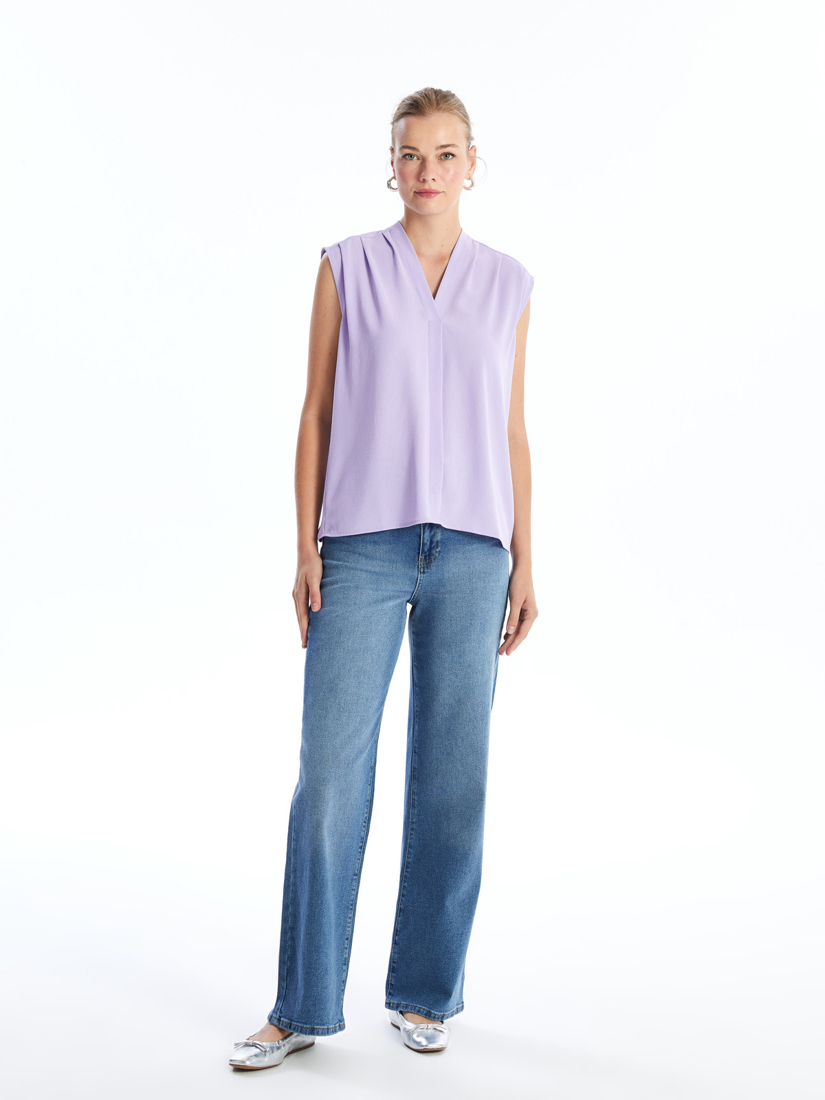 LCWAIKIKI Classic V Neck Plain Aerobin Women's Blouse - S4CH86Z8