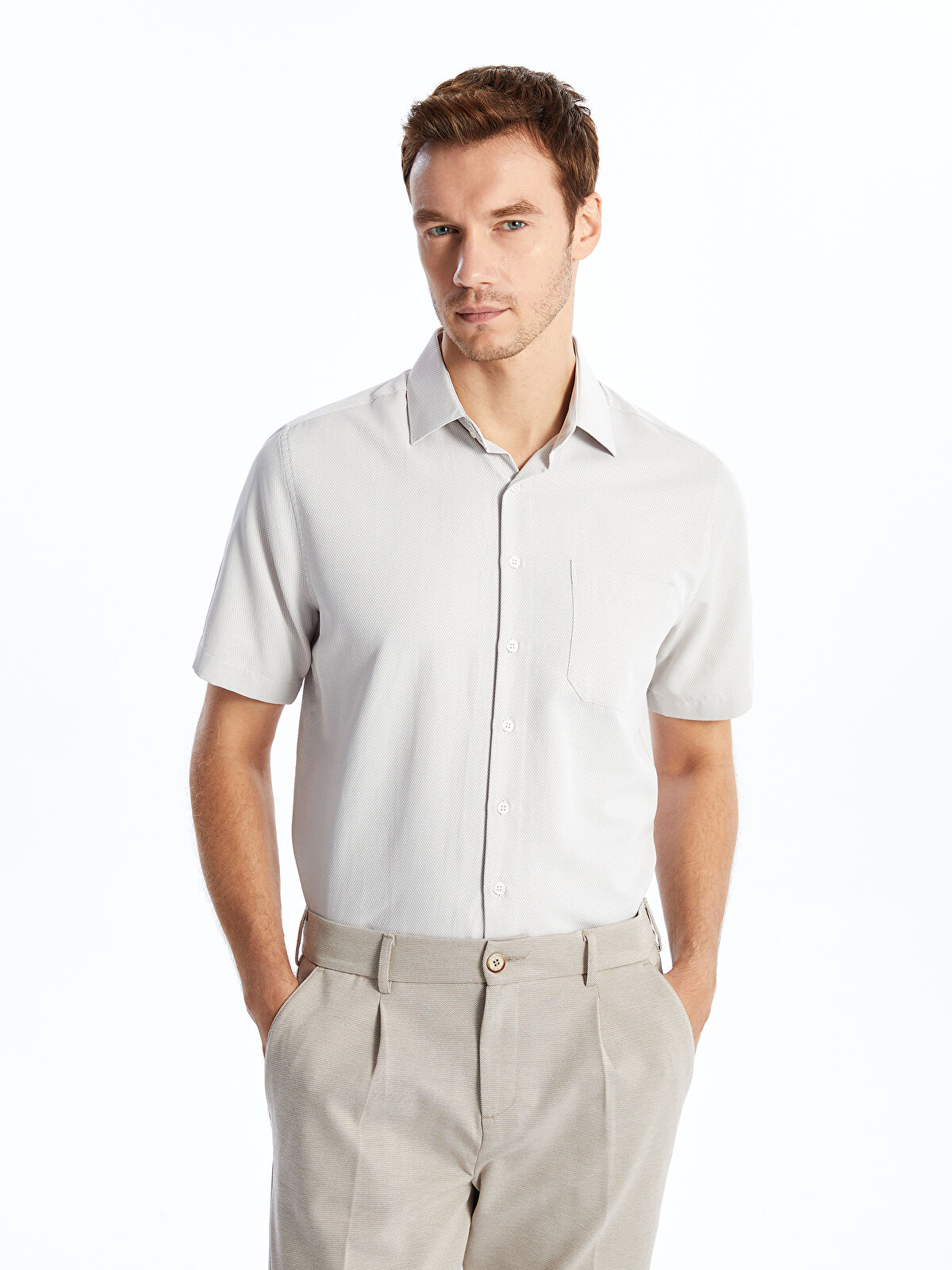 LCW BUSINESS Regular Fit Short Sleeve Dobby Men's Shirt -S4CK21Z8