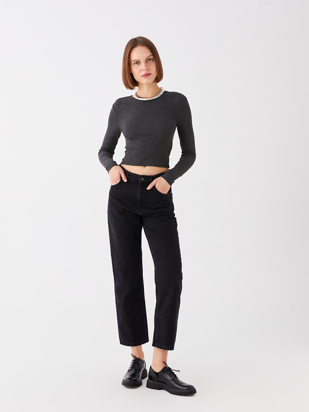 LCW Jeans Siyah Straight Fit Kadın Jean Pantolon - S4CK90Z8-327 | LCW
