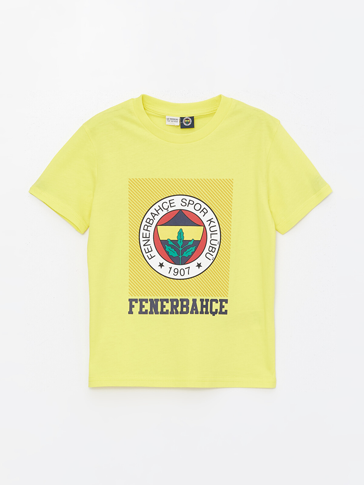 LCW Kids Sarı Bisiklet Yaka Fenerbahçe Baskılı Kısa Kollu Erkek