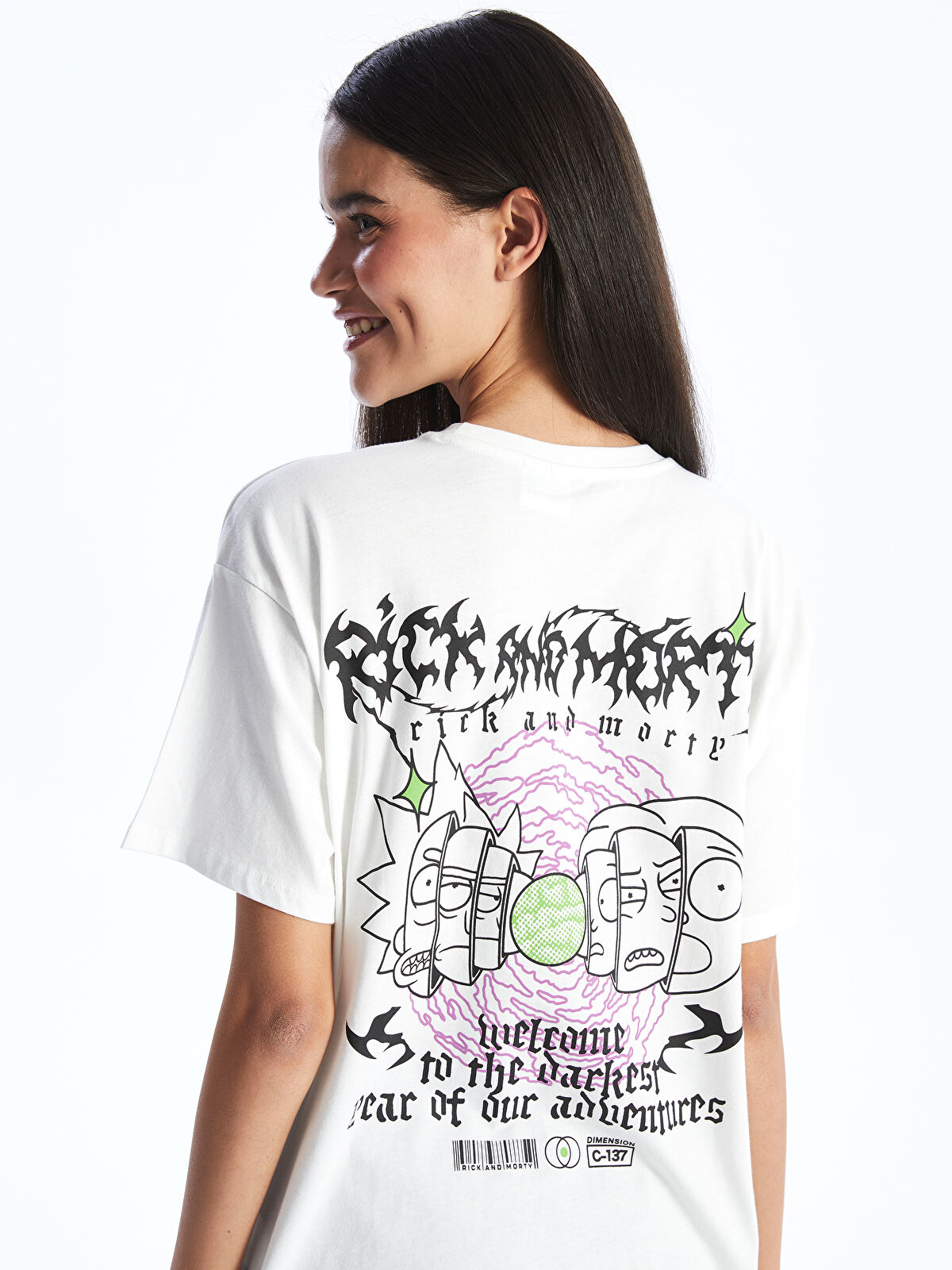 XSIDE Crew Neck Rick and Morty Printed Short Sleeve Women's