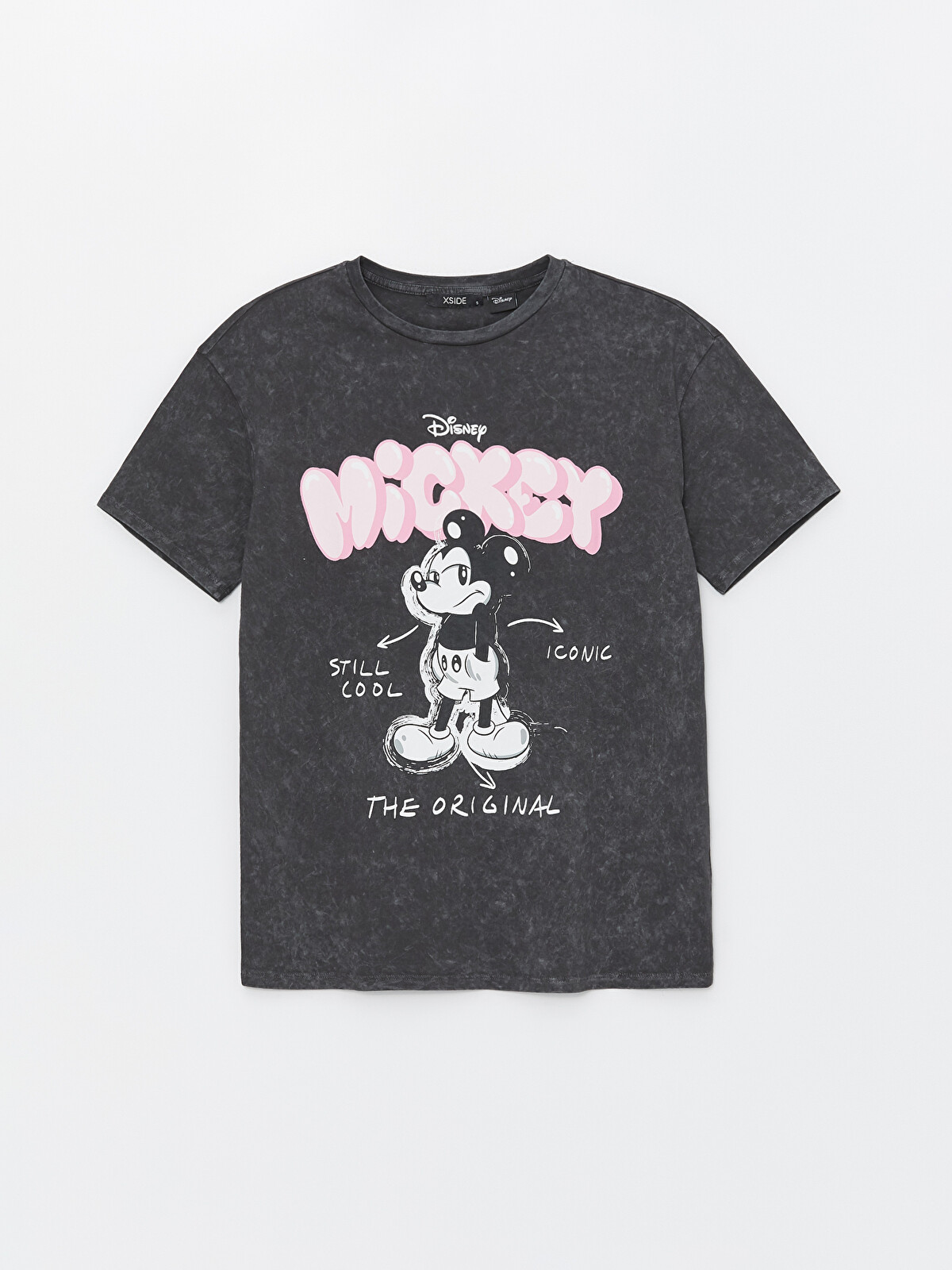 miki XSIDE Antrasit Bisiklet Yaka Mickey Mouse Baskılı Kısa Kollu Kadın
