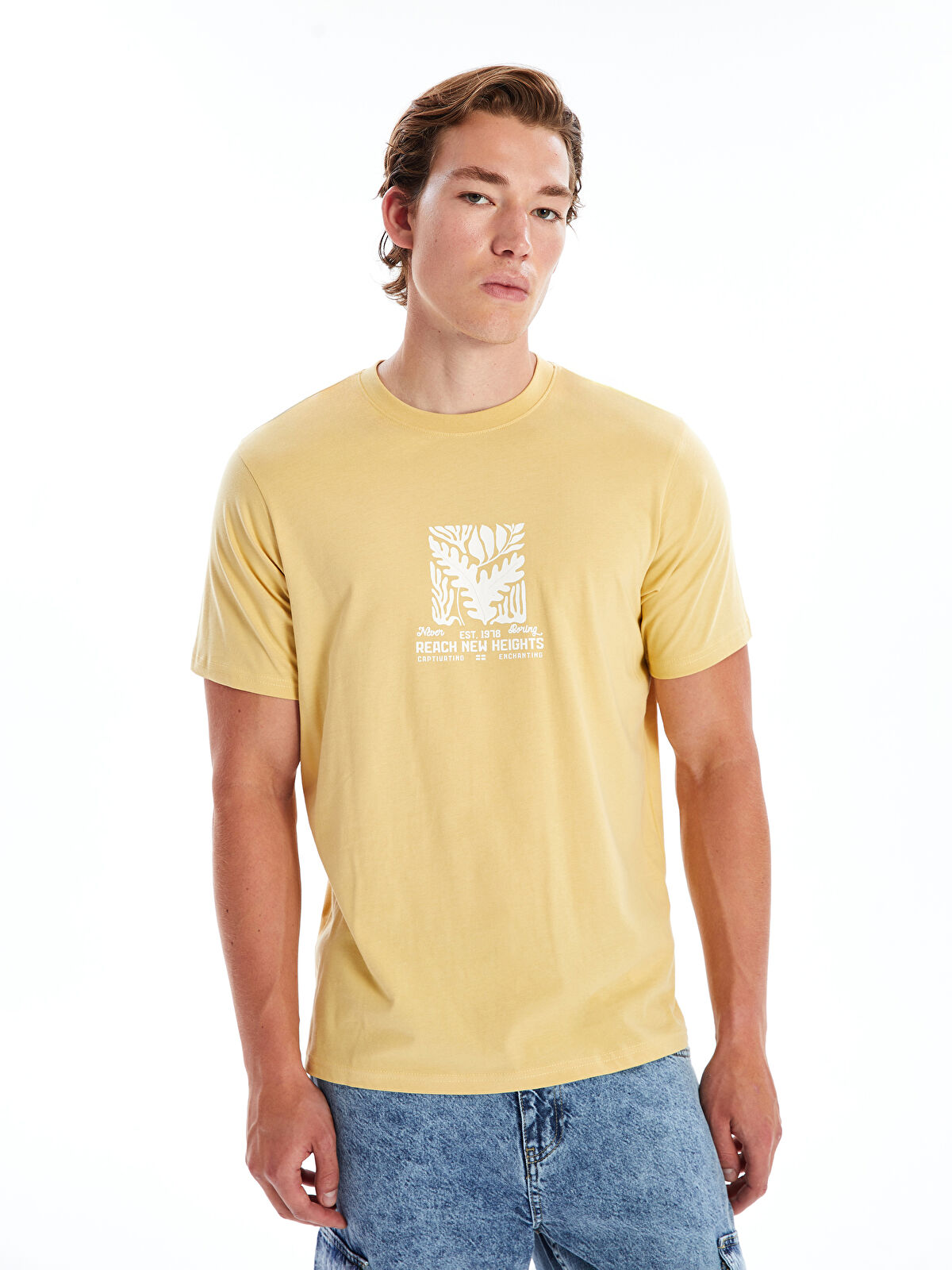 XSIDE Crew Neck Short Sleeve Printed Combed Cotton Men's T