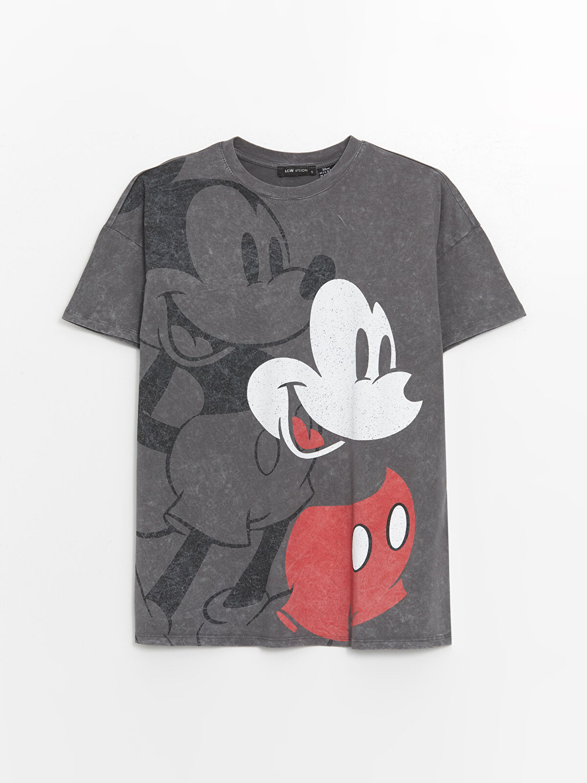 Crew Neck Mickey Mouse Printed Short Sleeve Oversize Women's