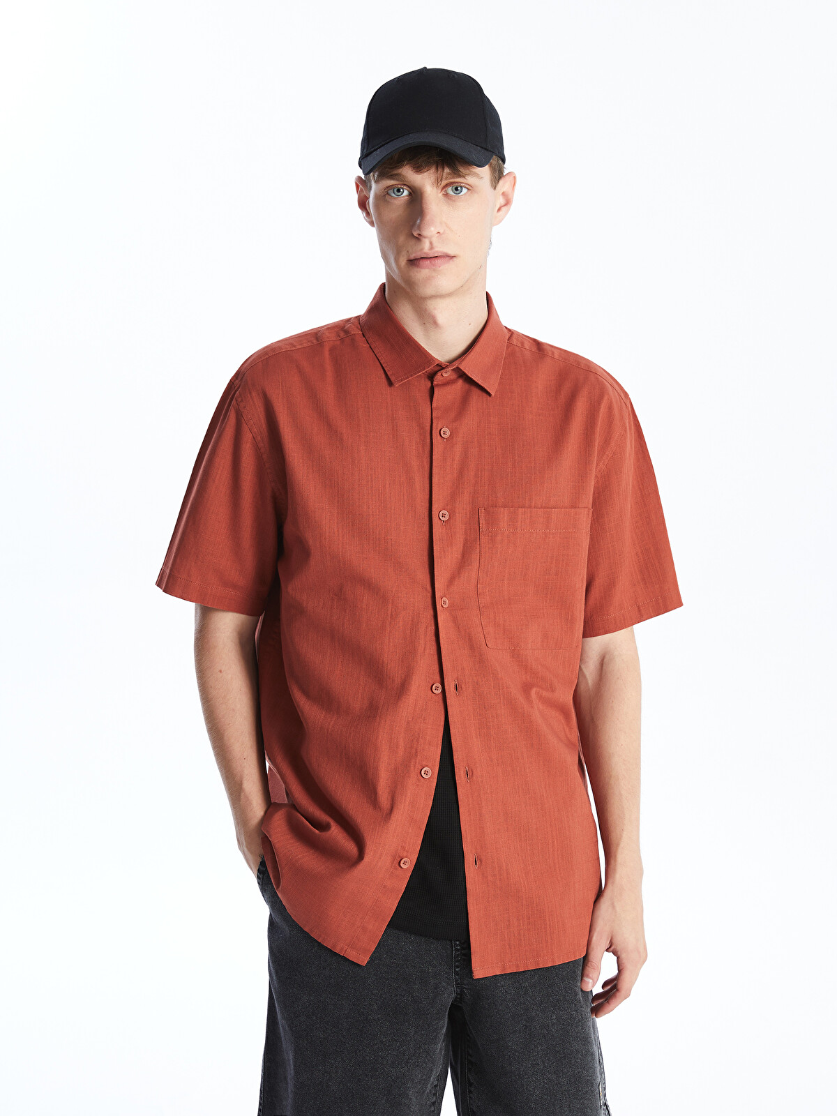 XSIDE Regular Fit Short Sleeve Poplin Men's Shirt - S4DR89Z8-R1W
