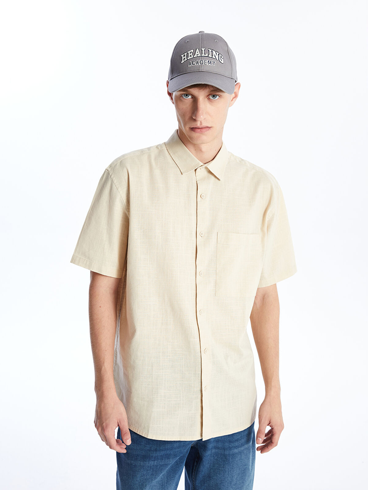 贅沢品 XSIDE -S4DR89Z8 Shirt Men's Poplin Sleeve Short Fit Regular ワンピース