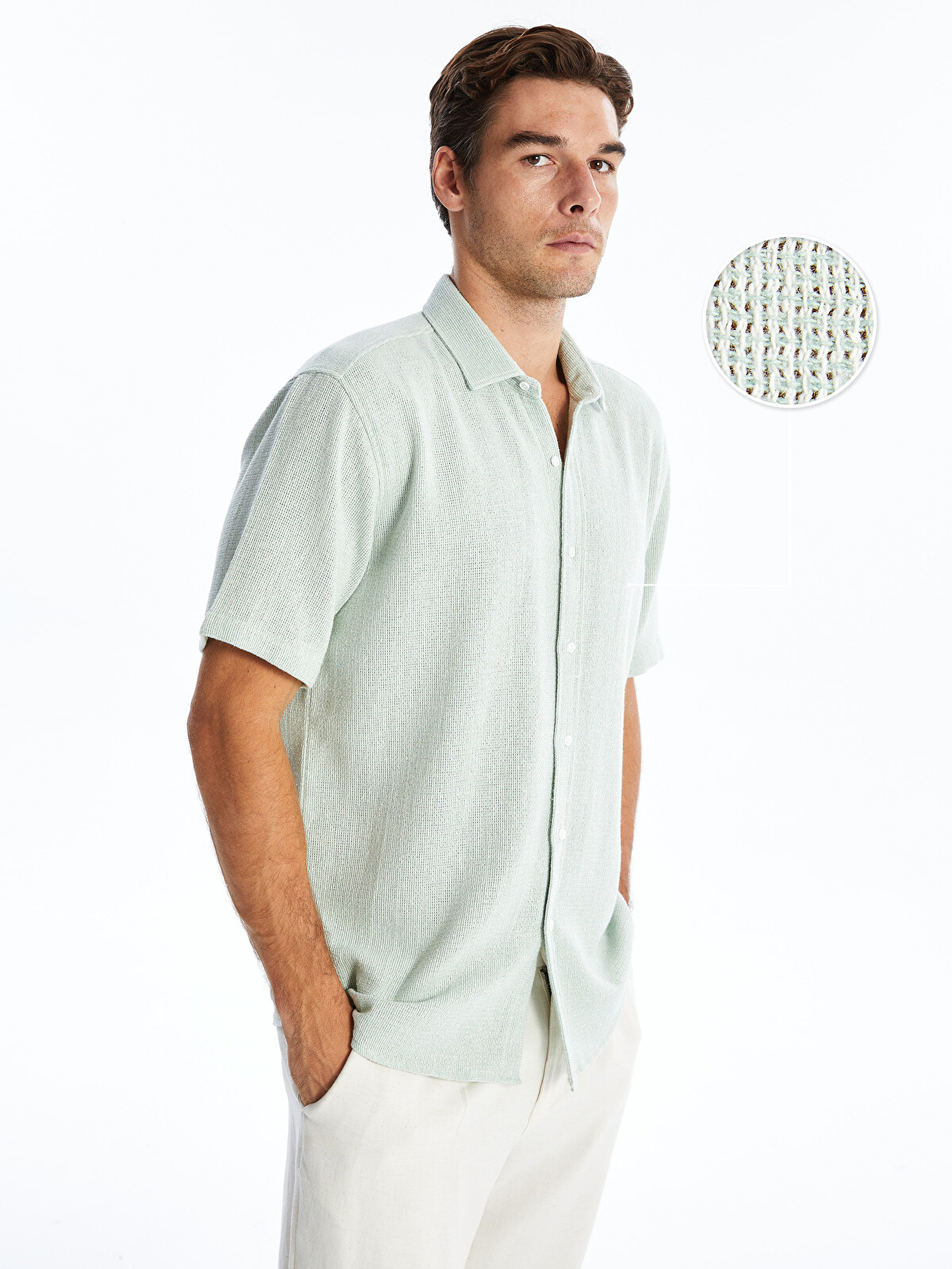 LCW Vision Regular Fit Short Sleeve Dobby Men's Textured Shirt