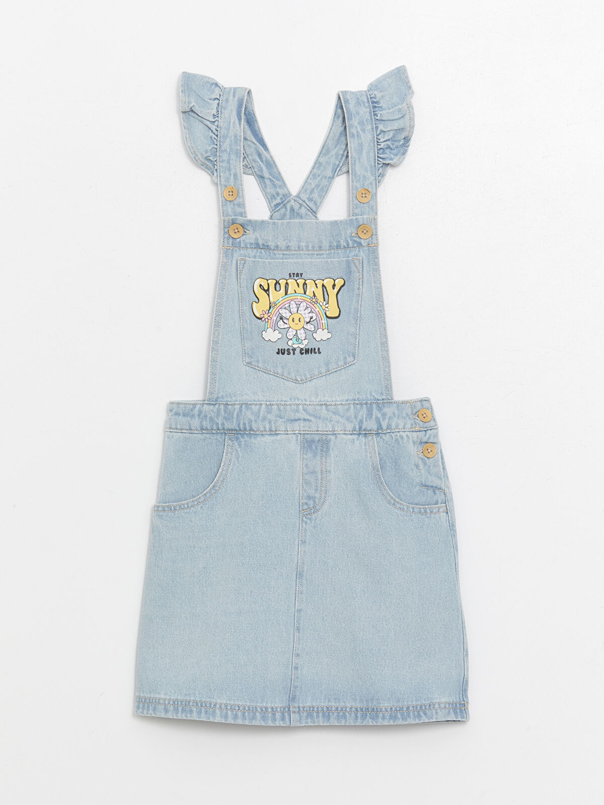 LCW Kids Printed Girls' Denim Dungarees Dress -S4ED54Z4-311
