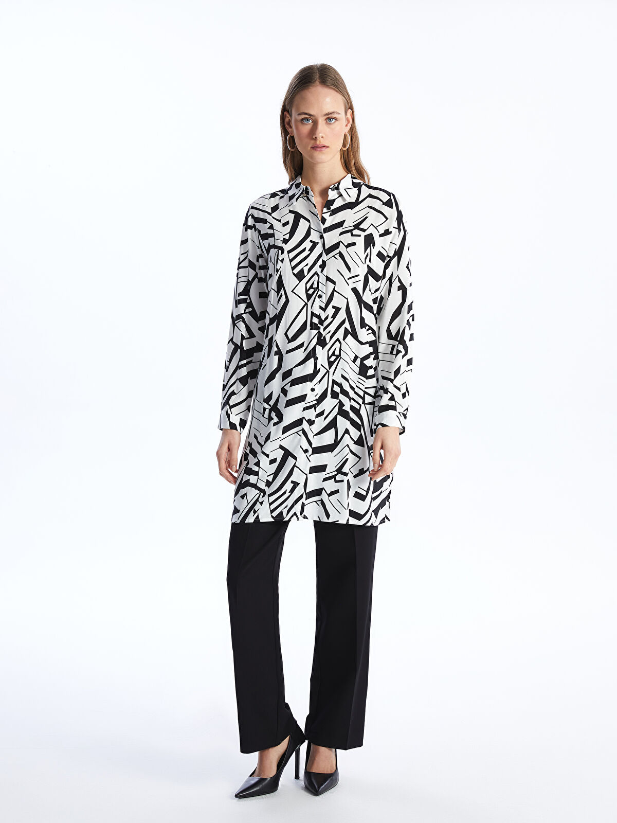 LCWAIKIKI Classic Patterned Women's Shirt Tunic -S4EJ27Z8