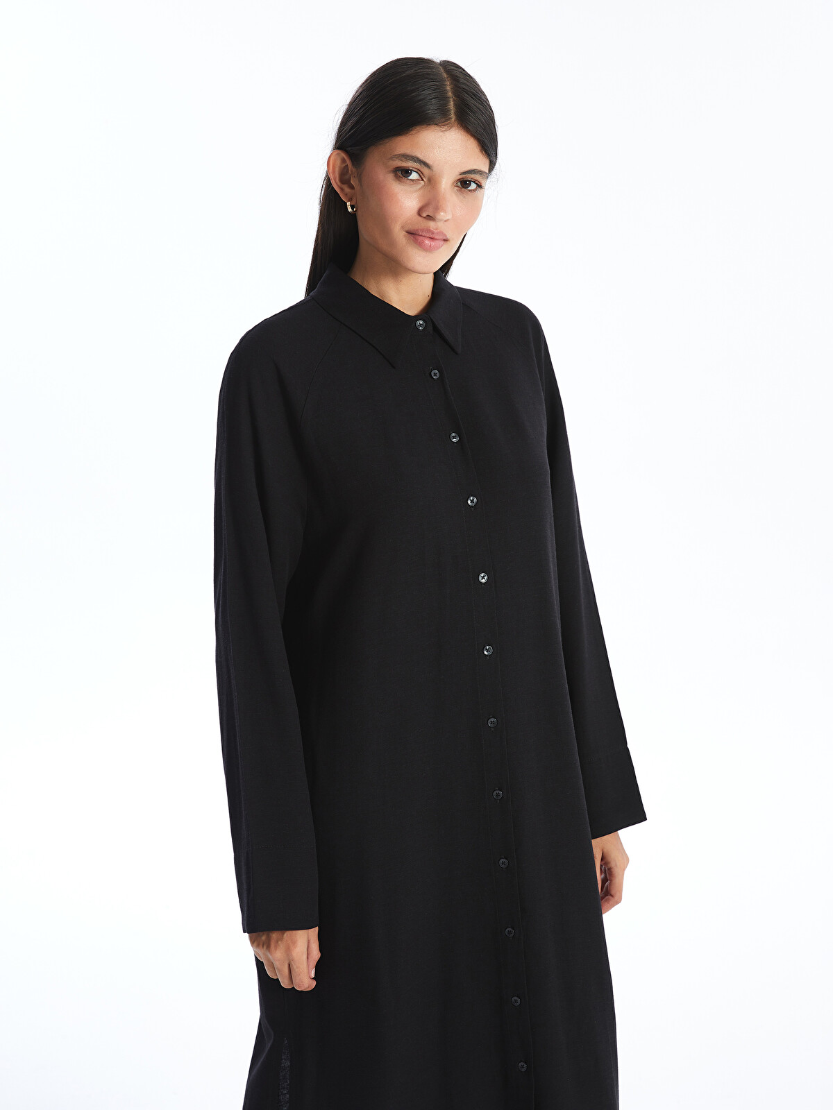 LCW Modest Düz Keten Karışımlı Kadın Gömlek Tunik - S4EO59Z8-CVL