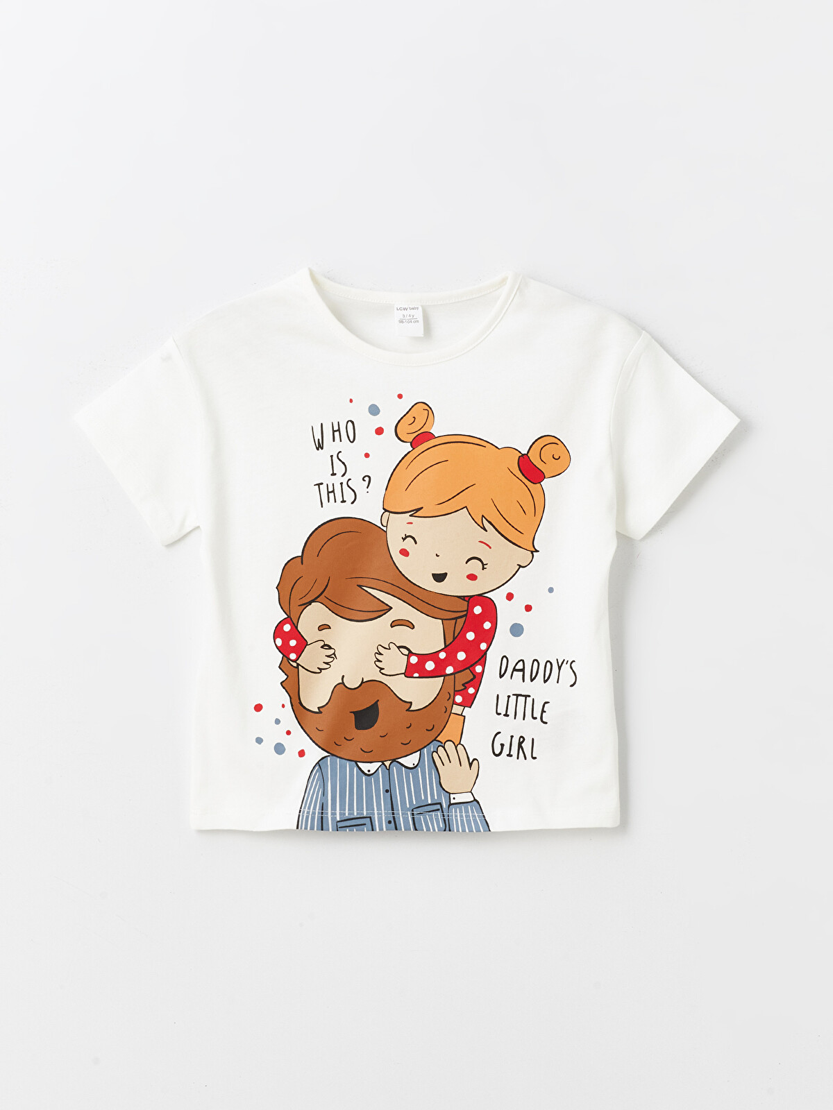 LCW Kids Ekru Bisiklet Yaka Kısa Kollu Baskılı Kız Bebek Tişört