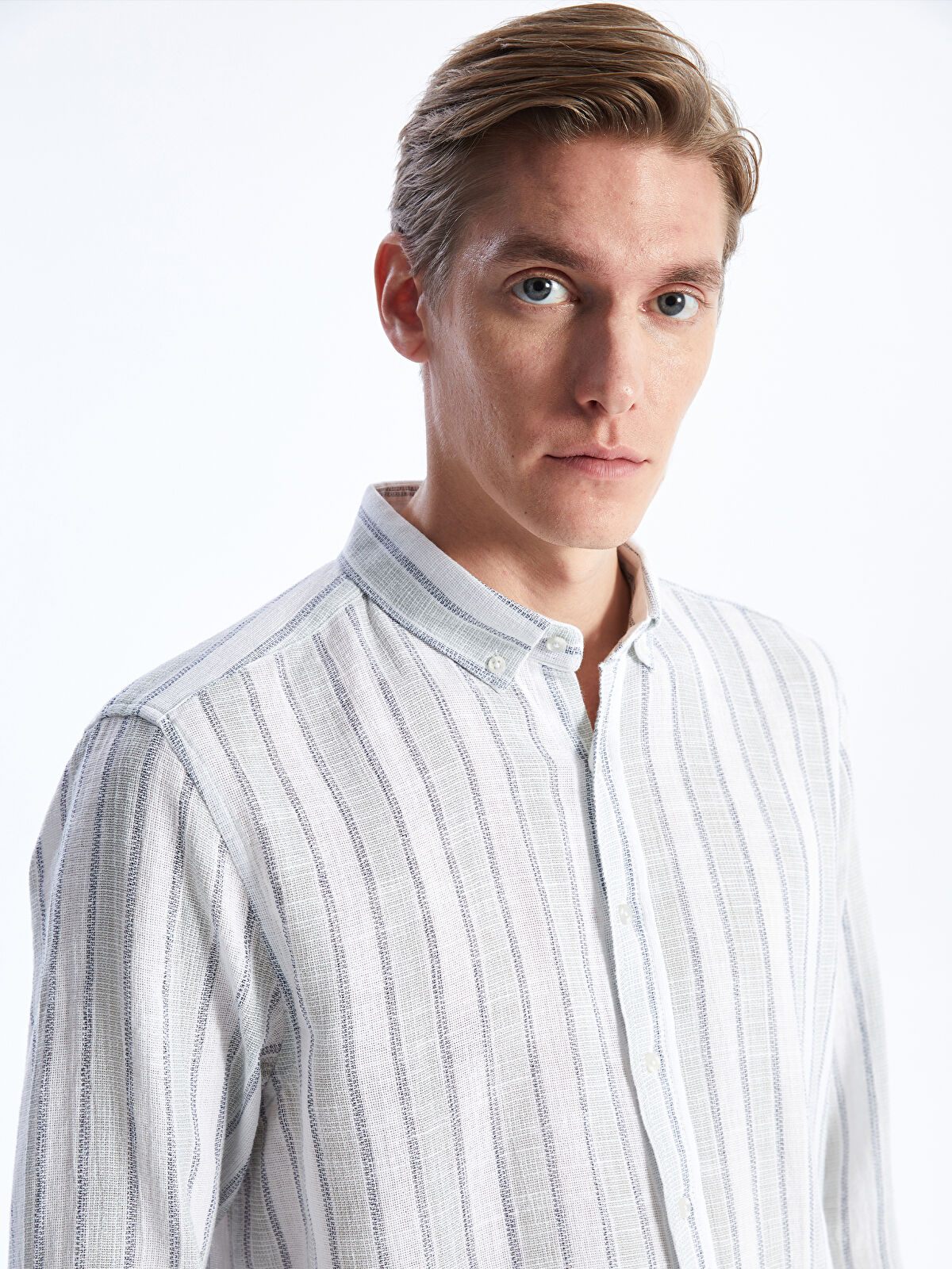 SOUTHBLUE Slim Fit Long Sleeve Striped Men's Shirt -S4G666Z8