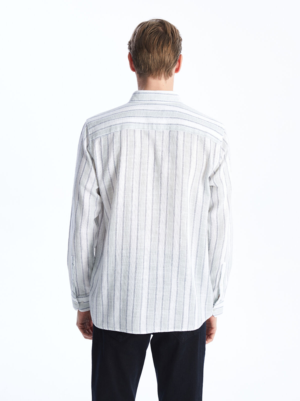 SOUTHBLUE Slim Fit Long Sleeve Striped Men's Shirt -S4G666Z8